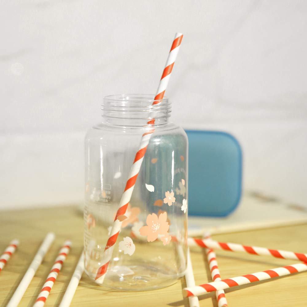 Eco-Friendly Biodegradable Paper Drinking Straws - 5000Pcs (250 Per Pack) Red & White Striped, 7.75 Inch Disposable Straws for Parties, Weddings, Events & Home Use - Natural & Sustainable Party Decoration Supplies