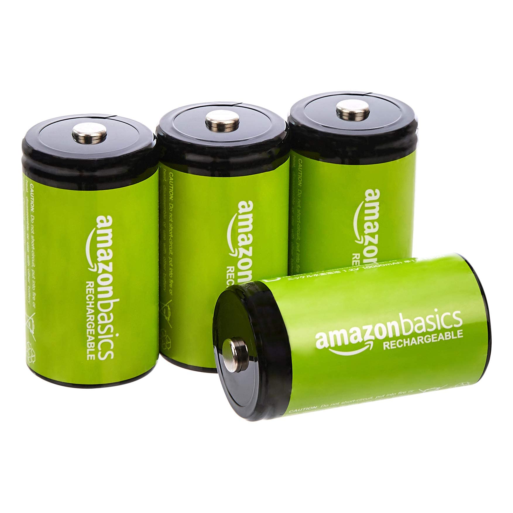 Amazon Basics Rechargeable D Cell Batteries - 4 Pack NiMH 10000mAh High Capacity - 1000 Charge Cycles - Pre-Charged for Immediate Use - Ideal for Flashlights, Toys, Radios & Emergency Power Backup