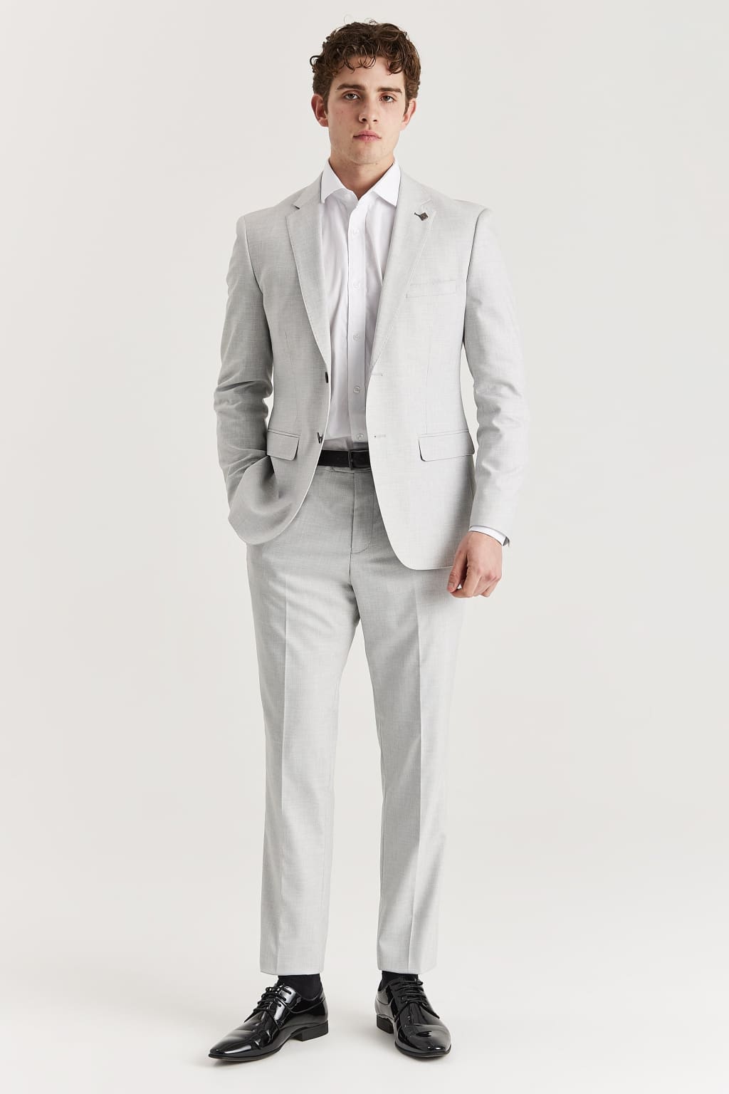 Belmont Men's Silver Dress Pants - Slim Fit Formal Trousers for Office, Business & Wedding Attire
