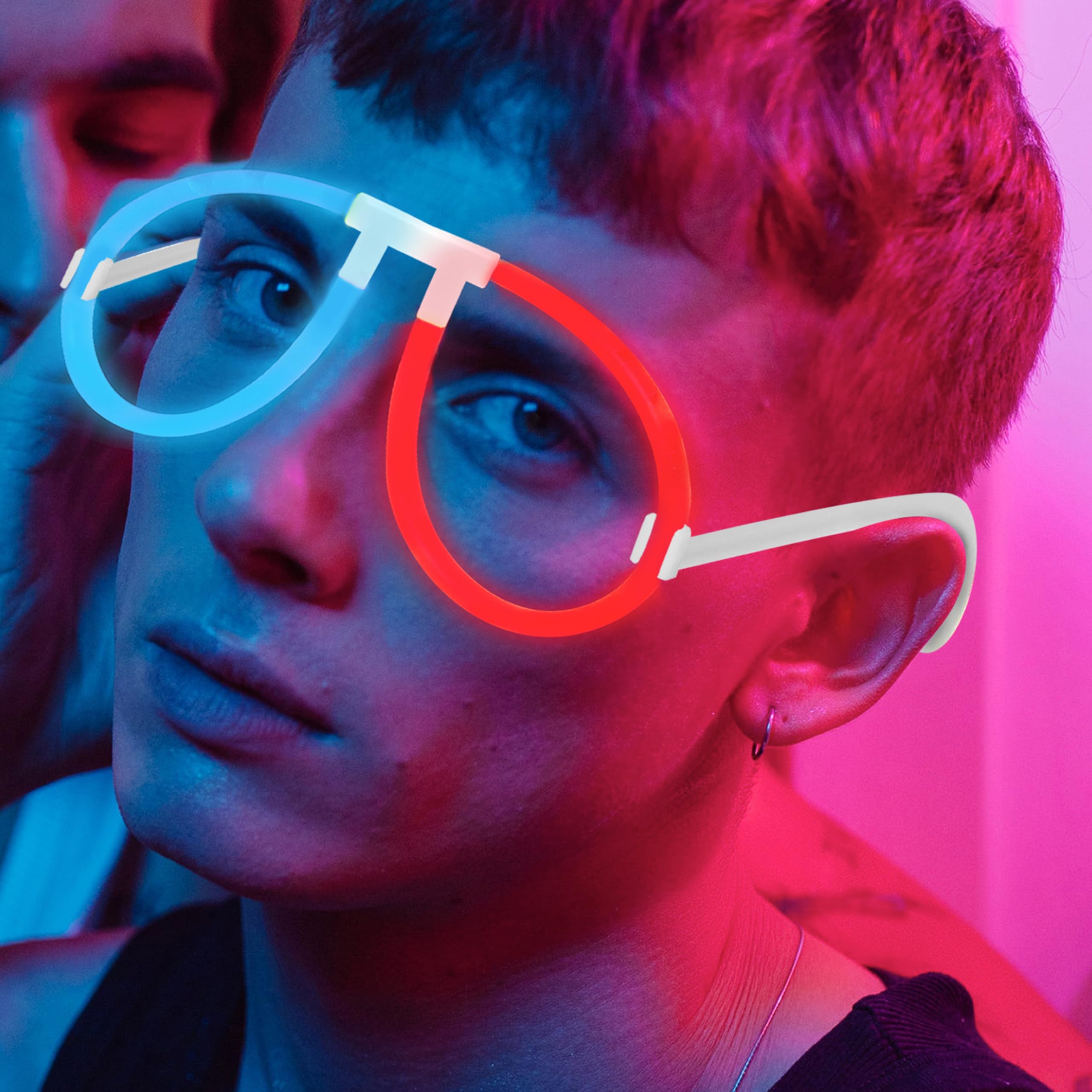 Glow Glasses for Kids - Bendable DIY Party Glasses with Connectors - Neon Glow Eyewear for Halloween, Raves & Birthday Parties - Fun Glow Accessories for Nighttime Events