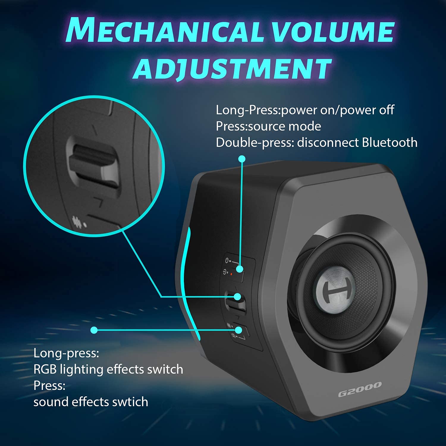 Edifier G2000 32W RGB Gaming Speakers - Bluetooth, USB & 3.5mm AUX PC Speakers for Desktop, Laptop, Mac - Powerful Woofer with Dynamic RGB Lighting for Gaming, Movies & Music