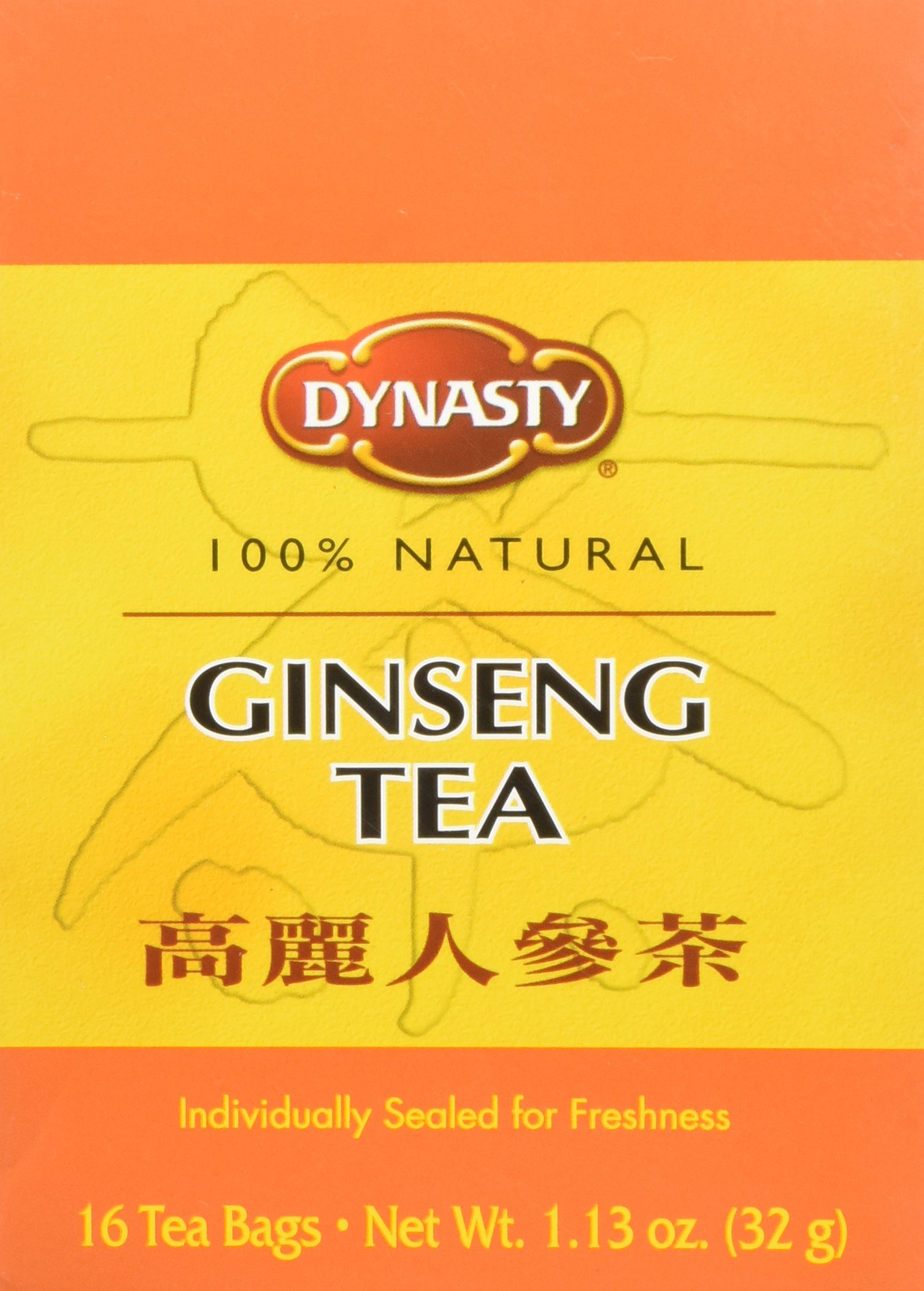 Premium Dynasty Ginseng Tea - 16 Herbal Tea Bags for Energy & Immunity Boost - Perfect for Morning Routine, Office Work, and Relaxation