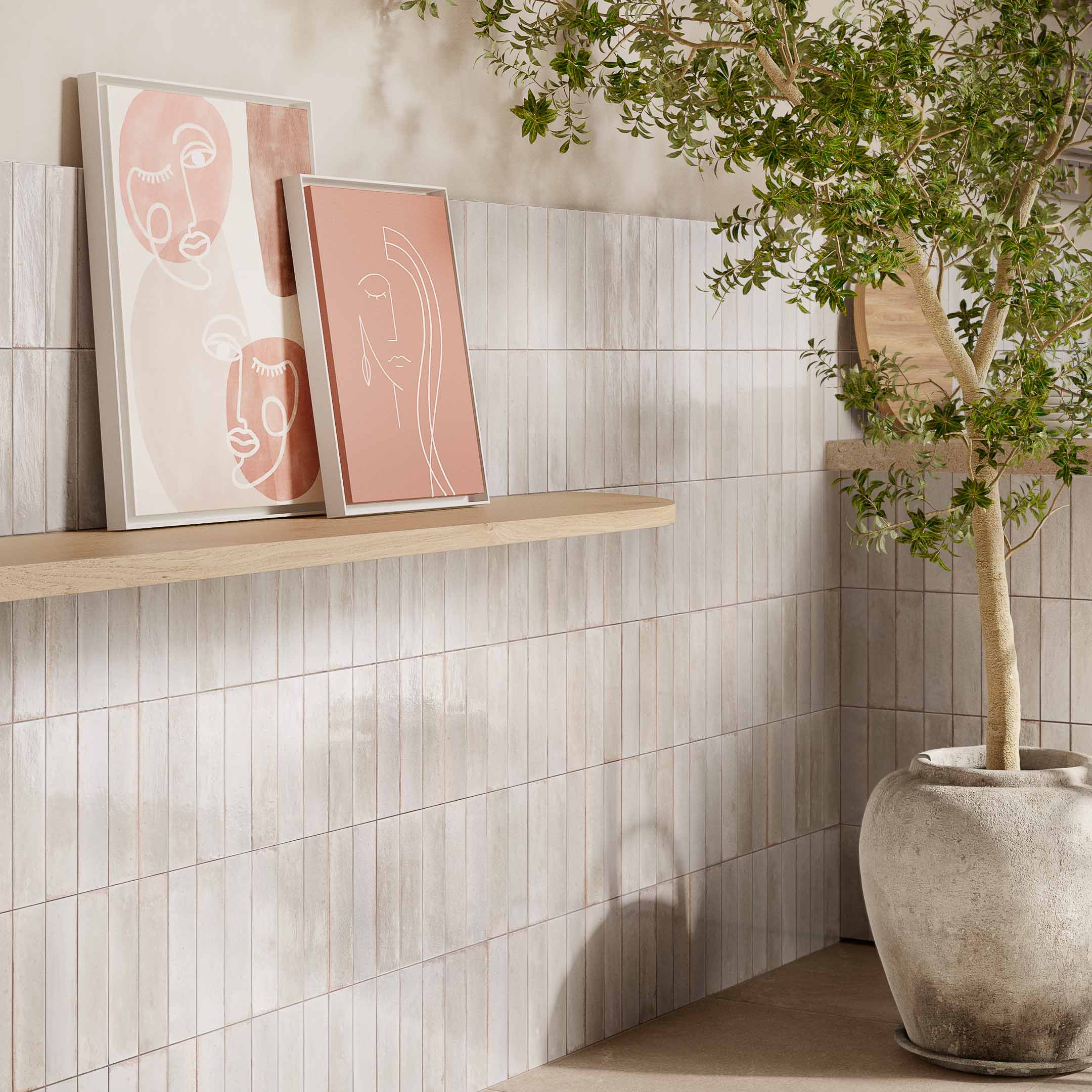 Magnolia Zellige Subway Tiles - Handmade Ceramic Wall & Backsplash Tiles for Kitchen, Bathroom, and Shower Decor