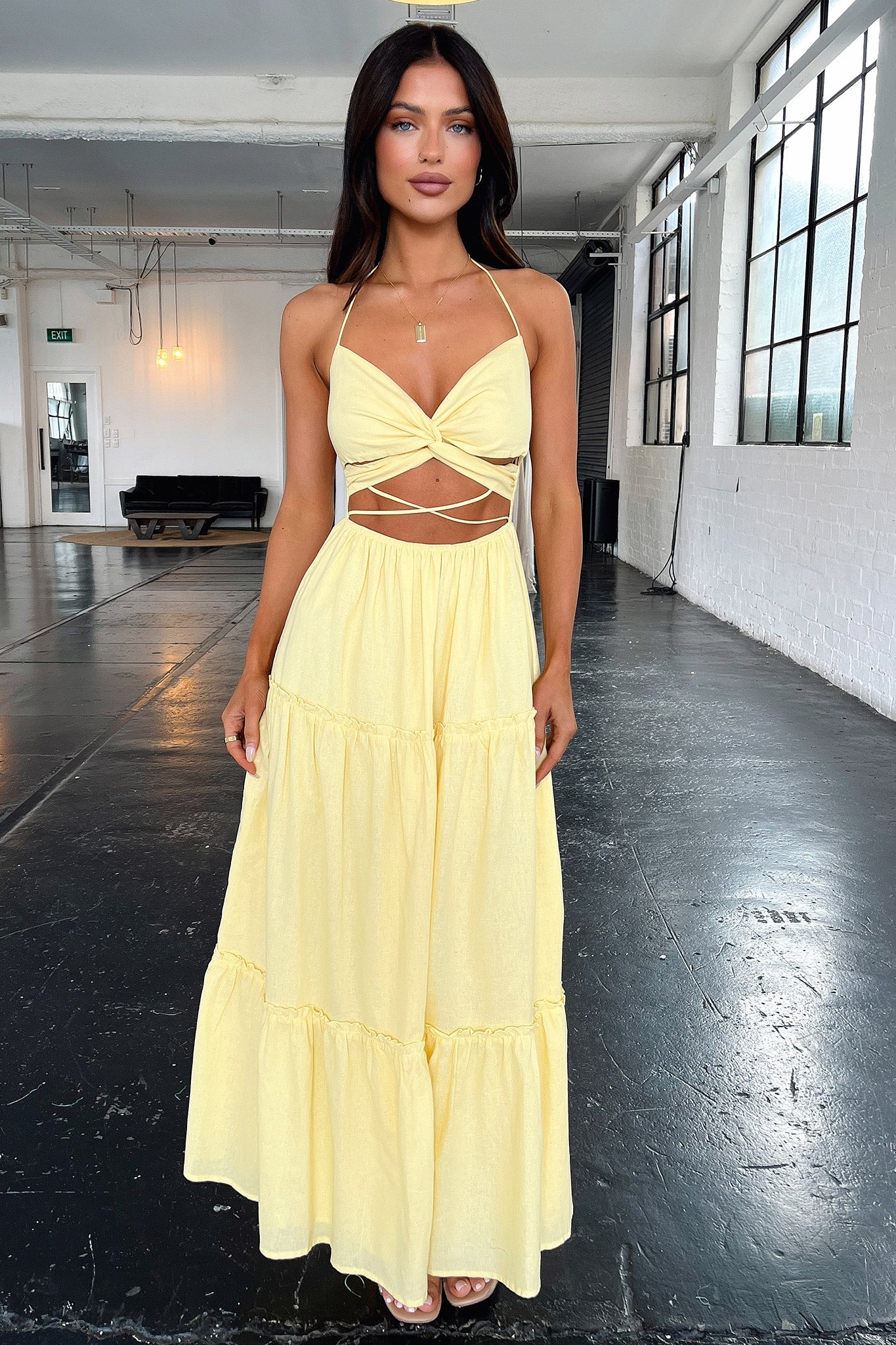 Lucy Maxi Dress for Women - Flowy Summer Long Dress in Yellow | Beach, Party, Wedding & Casual Wear
