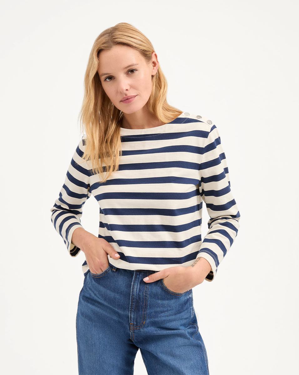 Hovey Striped Women's T-Shirt - Soft Cotton Casual Tee for Everyday Wear | Perfect for Layering, Outings & Relaxing at Home