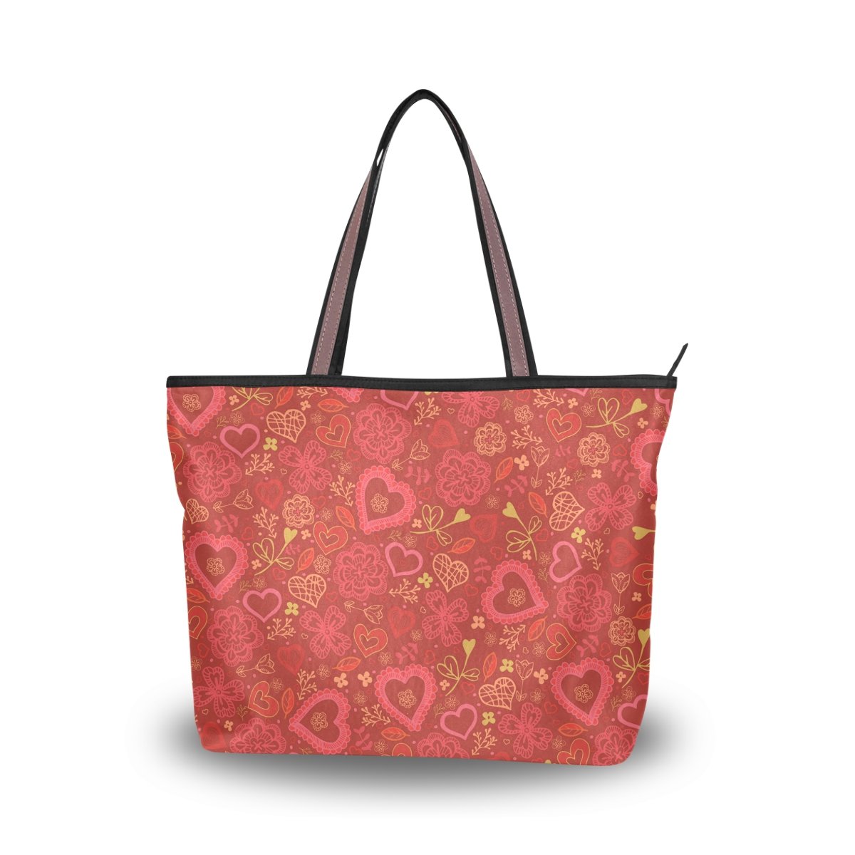 JSTEL Women's Large Tote Bag with Top Handle and Shoulder Strap - Valentine's Day Love Heart Pattern Handbag for Women | Perfect for Work, Travel, and Everyday Use
