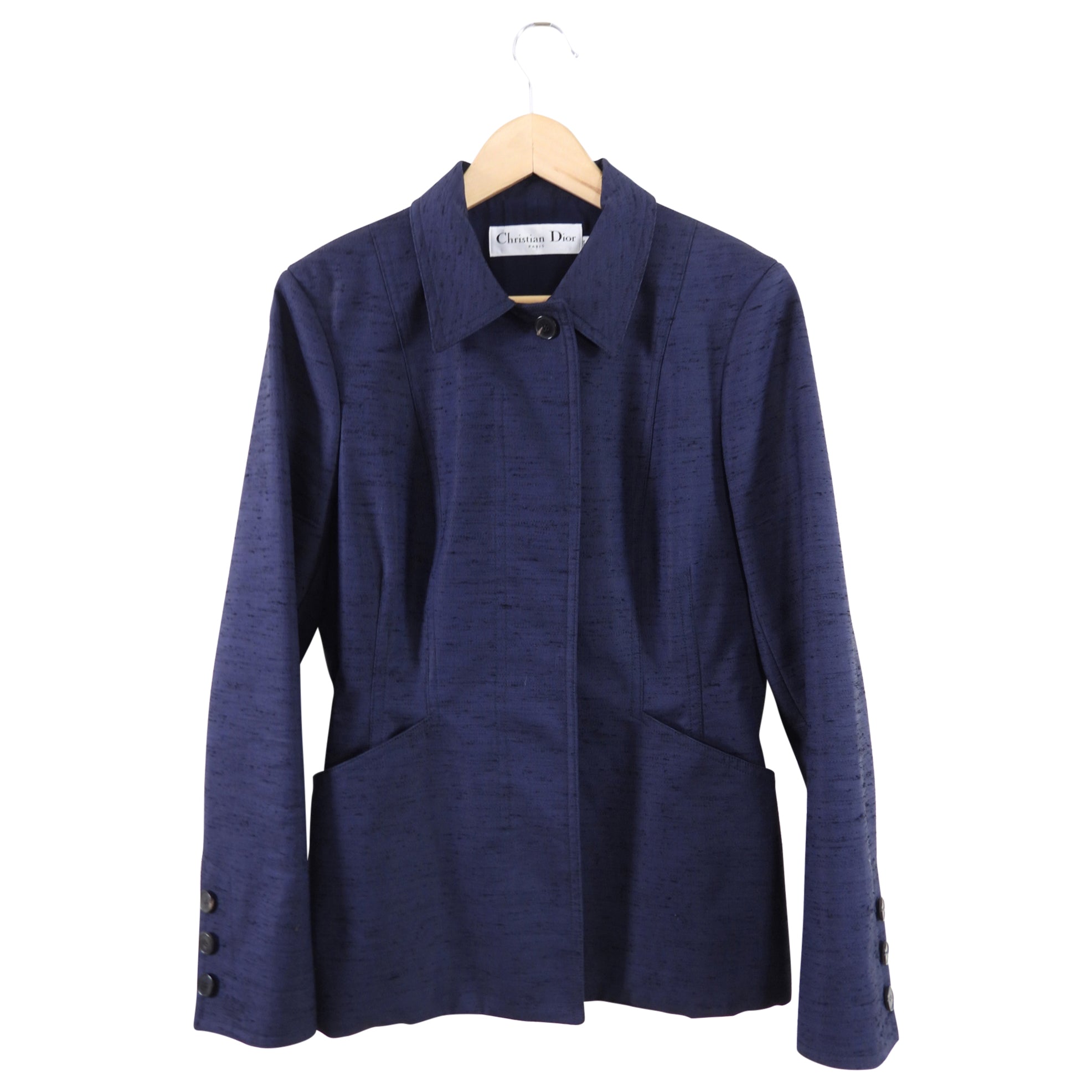 Christian Dior Navy Textured Zip Jacket for Men - Luxury Designer Outerwear for Fall & Winter | Perfect for Office, Date Night & Formal Events