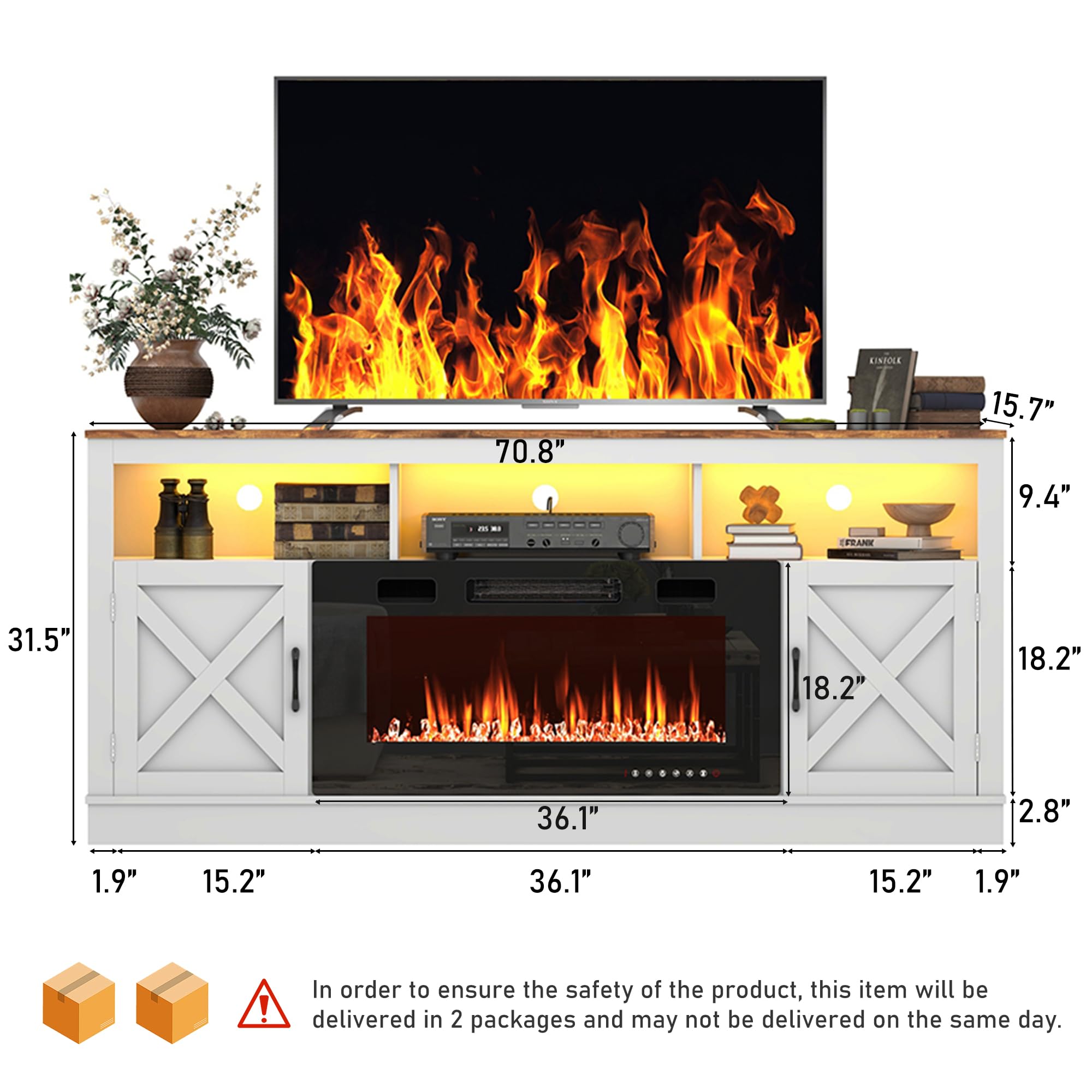 Farmhouse TV Stand for 70/75/80 Inch TVs - 32