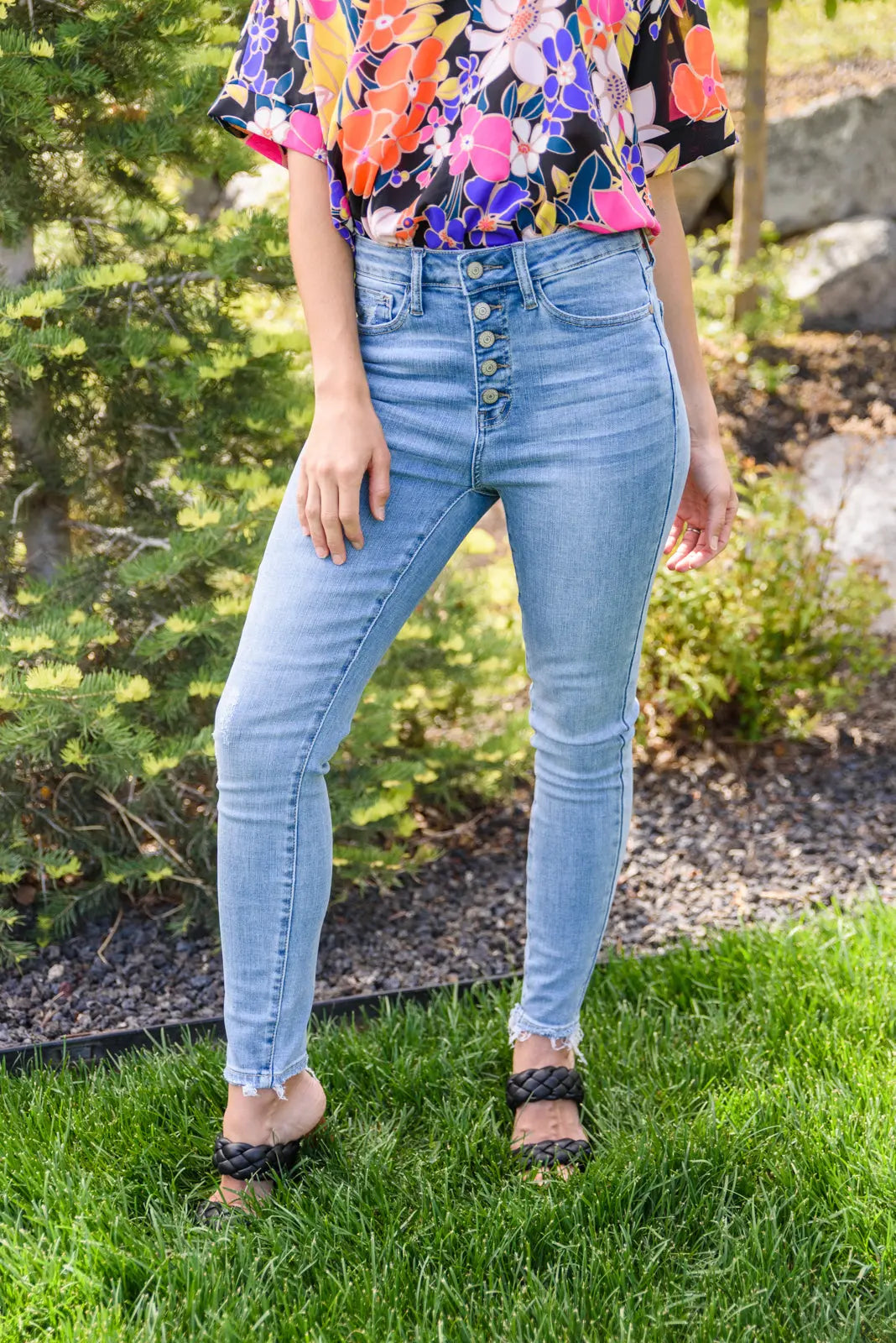 Hi Rise Button Fly Skinny Jeans for Women - High Waisted Slim Fit Denim Pants | Perfect for Casual Wear, Night Out & Street Style
