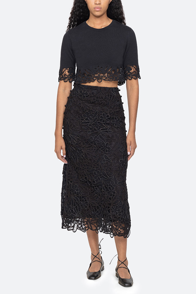 Sea New York Elke Soutache Sweater Women's Black Knit Top - Perfect for Casual Outings, Office Wear & Date Nights