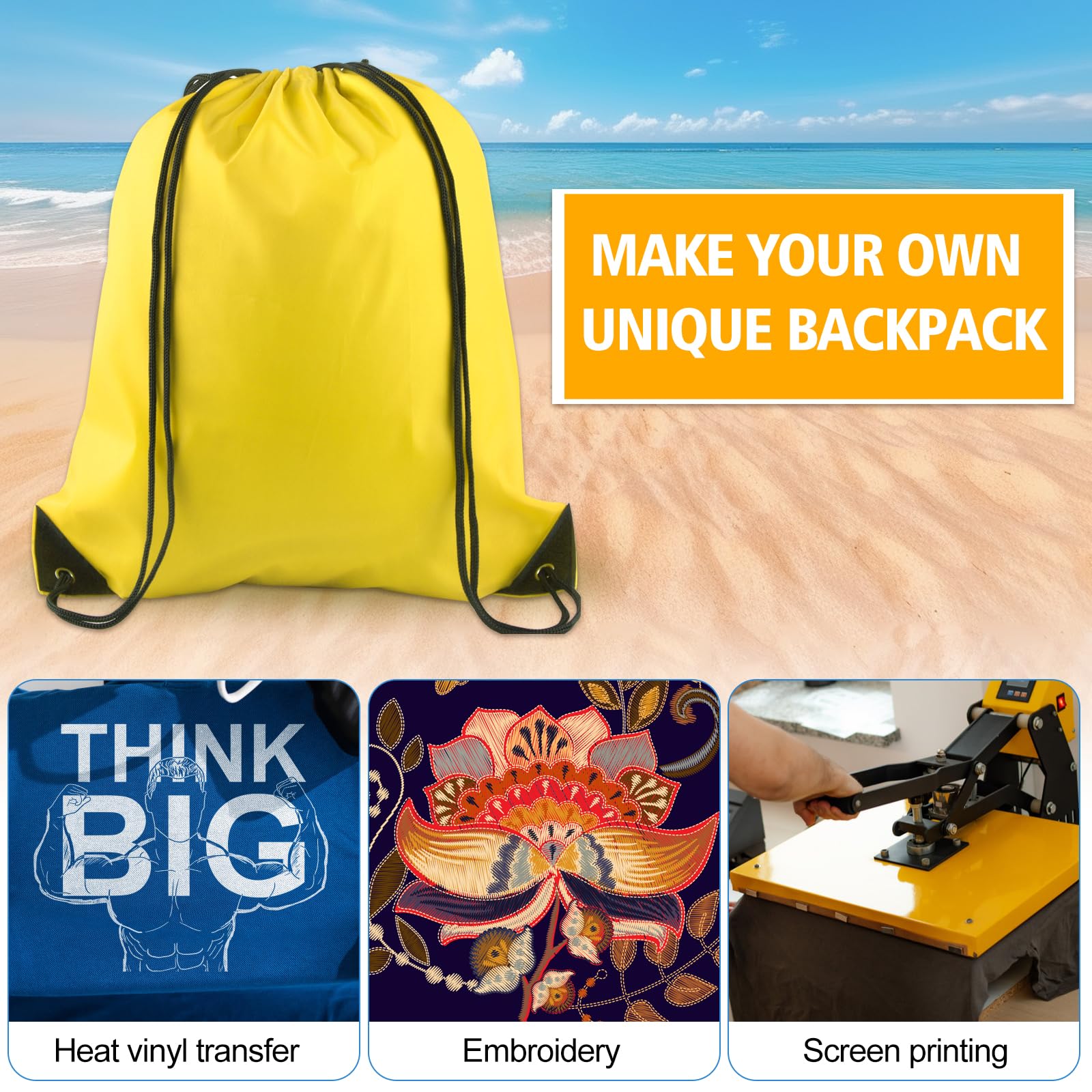 KUUQA 40Pcs Bulk Yellow Drawstring Backpacks - Foldable Gym Bags for Sports, Travel & Shopping - Lightweight Cinch Sack Storage Bags for Women & Men - Perfect for Gym, School, Beach & Outdoor Activities