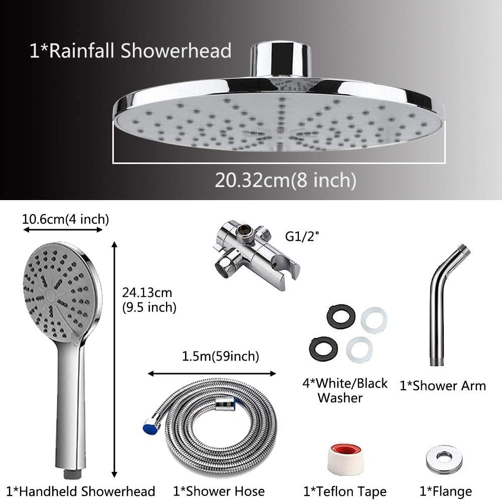 High Pressure Dual Shower Head Combo - Rain Shower & Handheld Shower Head with Hose for Bathroom, Spa & Relaxation | Perfect for Home, Hotel & Gym Use