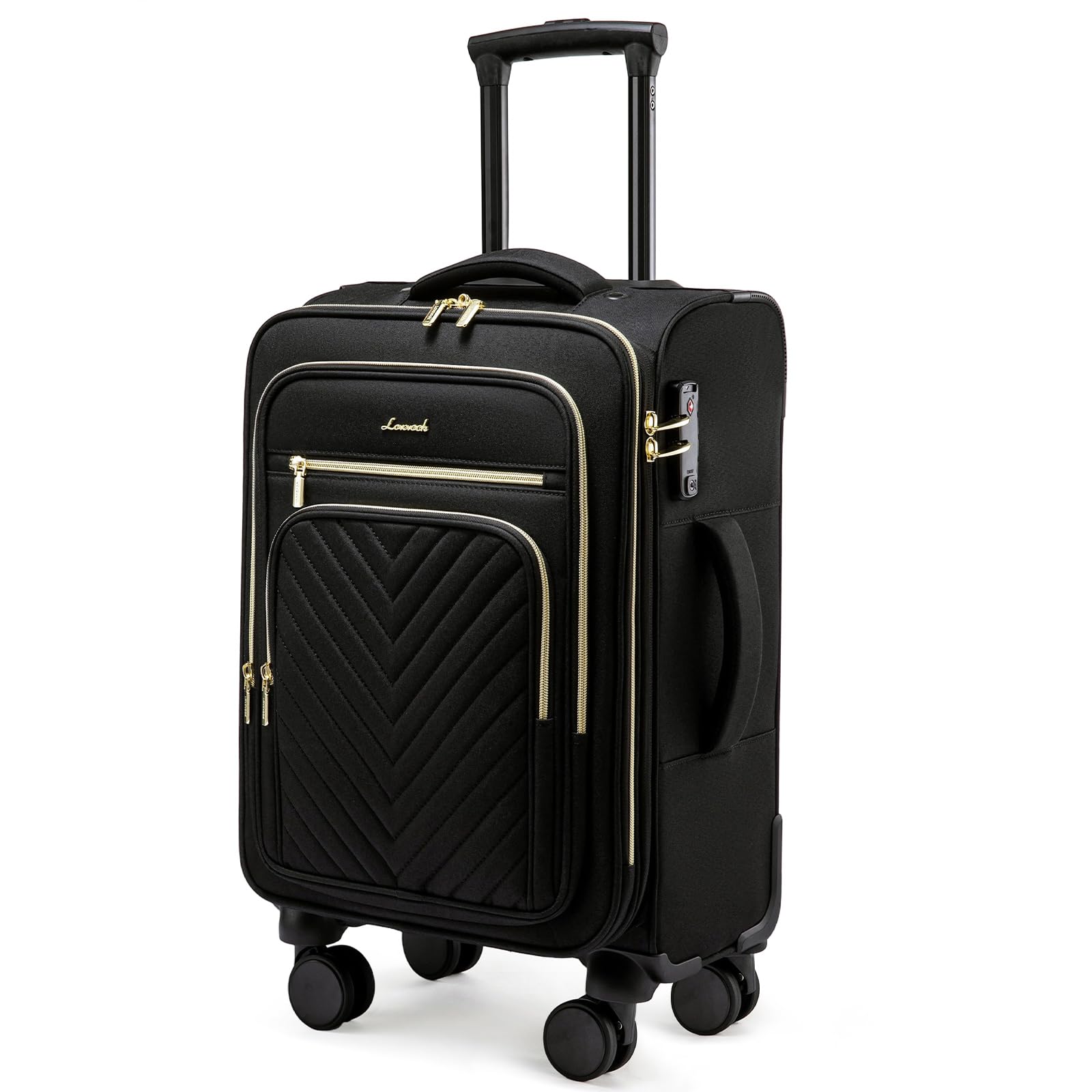 LOVEVOOK 20 Inch Carry On Luggage 22x14x9 Airline Approved - Lightweight Softside Rolling Suitcase with Wheels & TSA Lock for Women & Men - Perfect for Business Travel, Weekend Getaways & Airplane Cabins