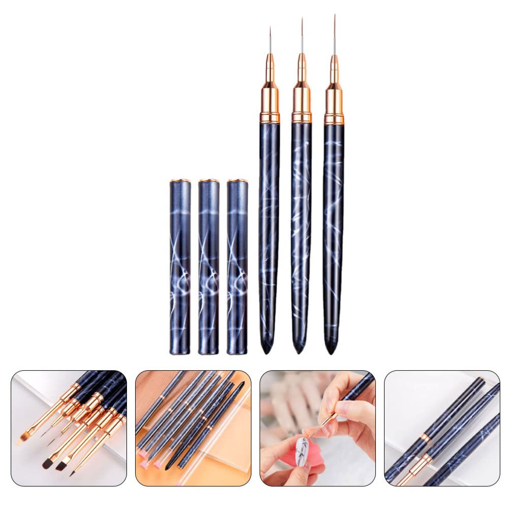 FRCOLOR Professional Nail Art Brush Pen Set - 3pcs Metal Dotting Tools for Manicure, Nail Design & Liner Drawing | Portable Nail Art Kit for Salon, Home DIY & Professional Use