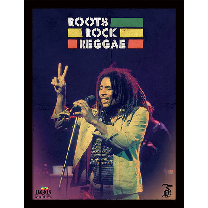 Bob Marley Roots Rock Reggae Framed Poster - Vintage Music Wall Art Decor for Living Room, Bedroom & Office