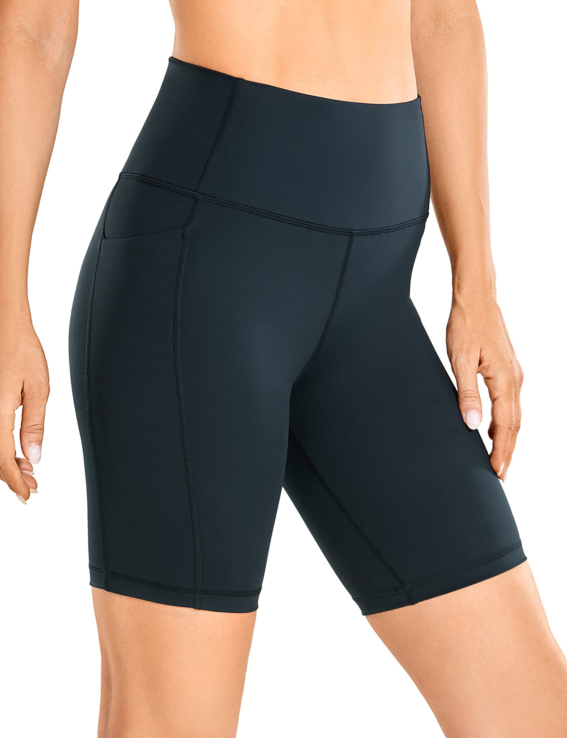 CRZ YOGA Women's High Waisted Biker Shorts - 4''/5''/6''/8''/10'' Naked Feeling Yoga Gym Spandex Shorts with Side Pockets | Perfect for Workouts, Running, Cycling & Lounge Wear