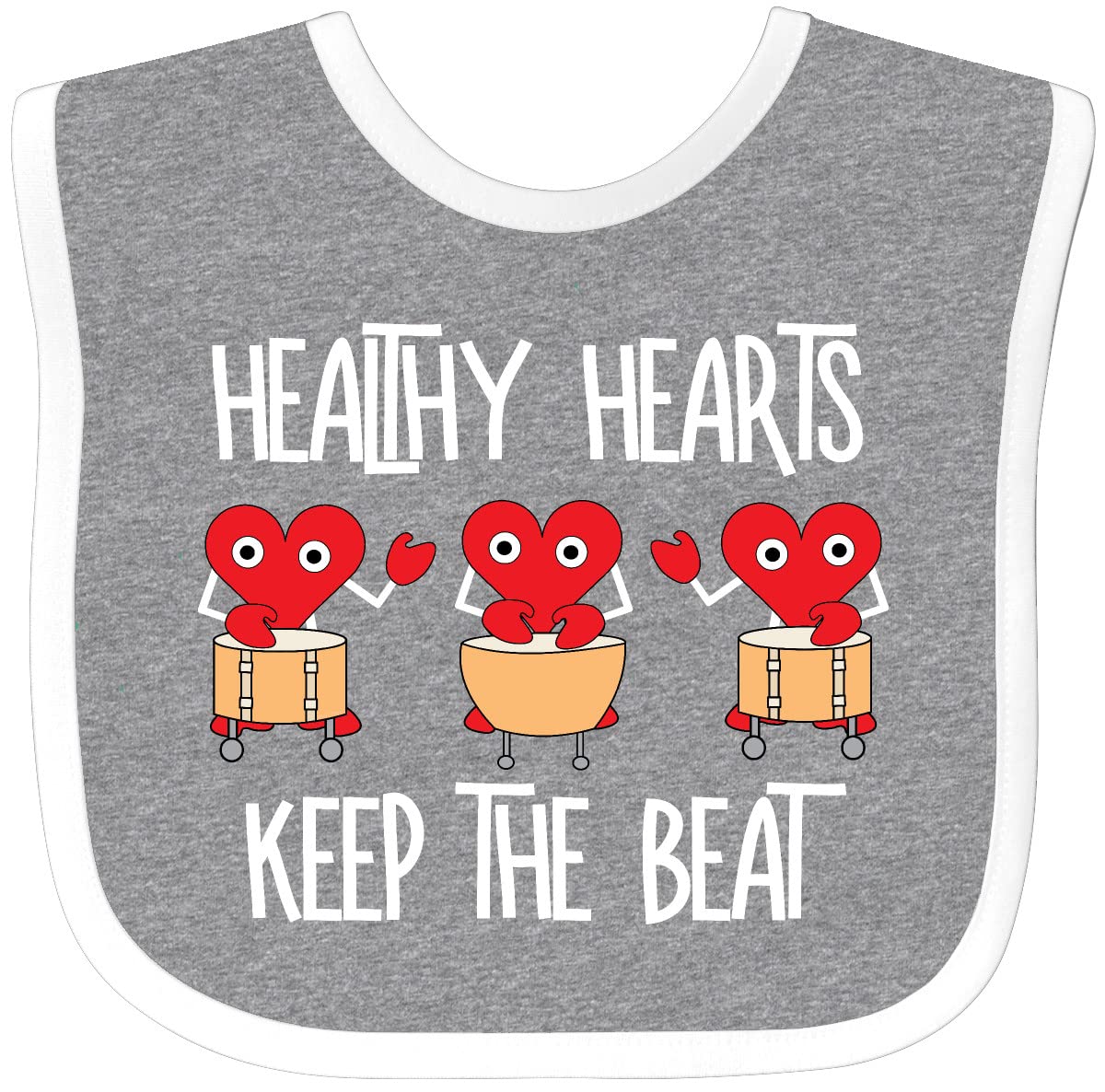 Inktastic Healthy Hearts White Text Baby Bib - Soft Cotton Infant Feeding Bib for Babies & Toddlers - Perfect for Mealtime, Drooling, and Messy Play