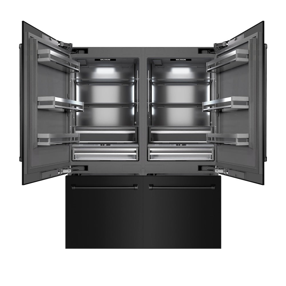 ZLINE 60 Inch 32.2 cu ft French Door Built-In Bottom Freezer Refrigerator with Water Dispenser & Ice Maker - Black Stainless Steel with Graphite Gray Interior (GRBIV BS 60) | Perfect for Modern Kitchens & Open Concept Homes