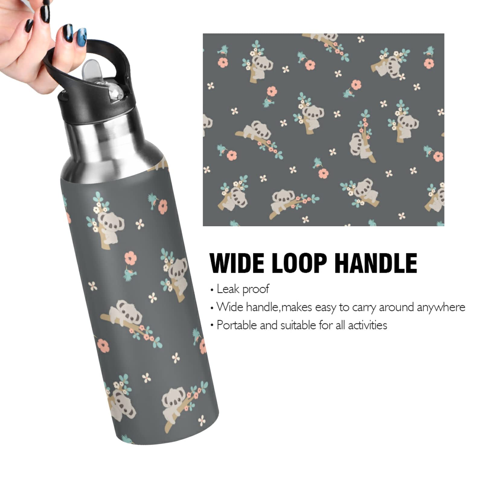 **Insulated Stainless Steel Water Bottle with Straw Lid - 20 oz Vacuum Thermo Flask for Sports, Cycling, Hiking, School & Home - Leakproof & BPA-Free**    *(Perfect for Gym, Outdoor Adventures, Office, or Daily Hydration Needs!)*