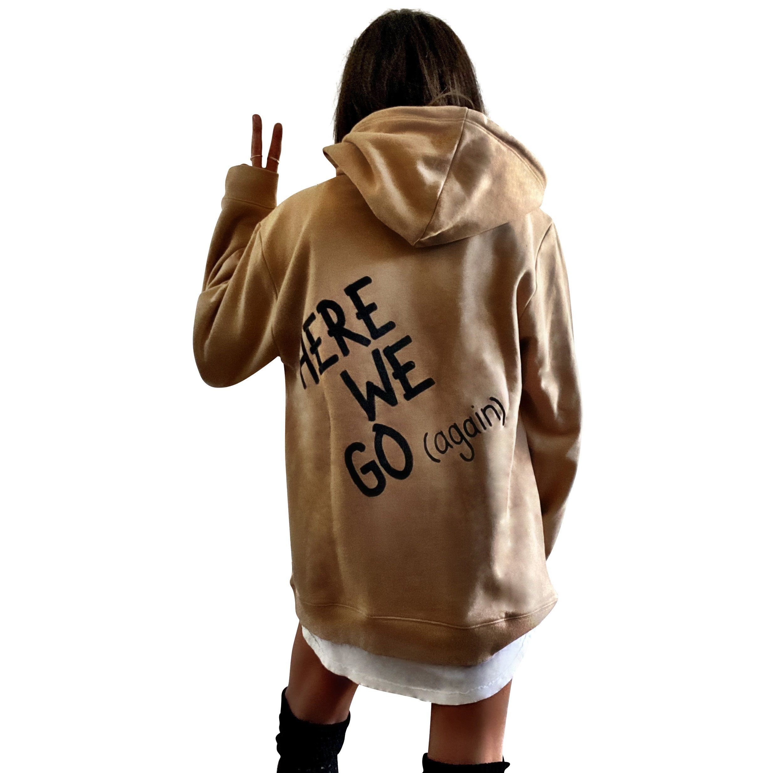 Trendy Painted Hoodie for Men & Women - HERE WE GO Design - Stylish Streetwear for Casual Outings & Urban Fashion