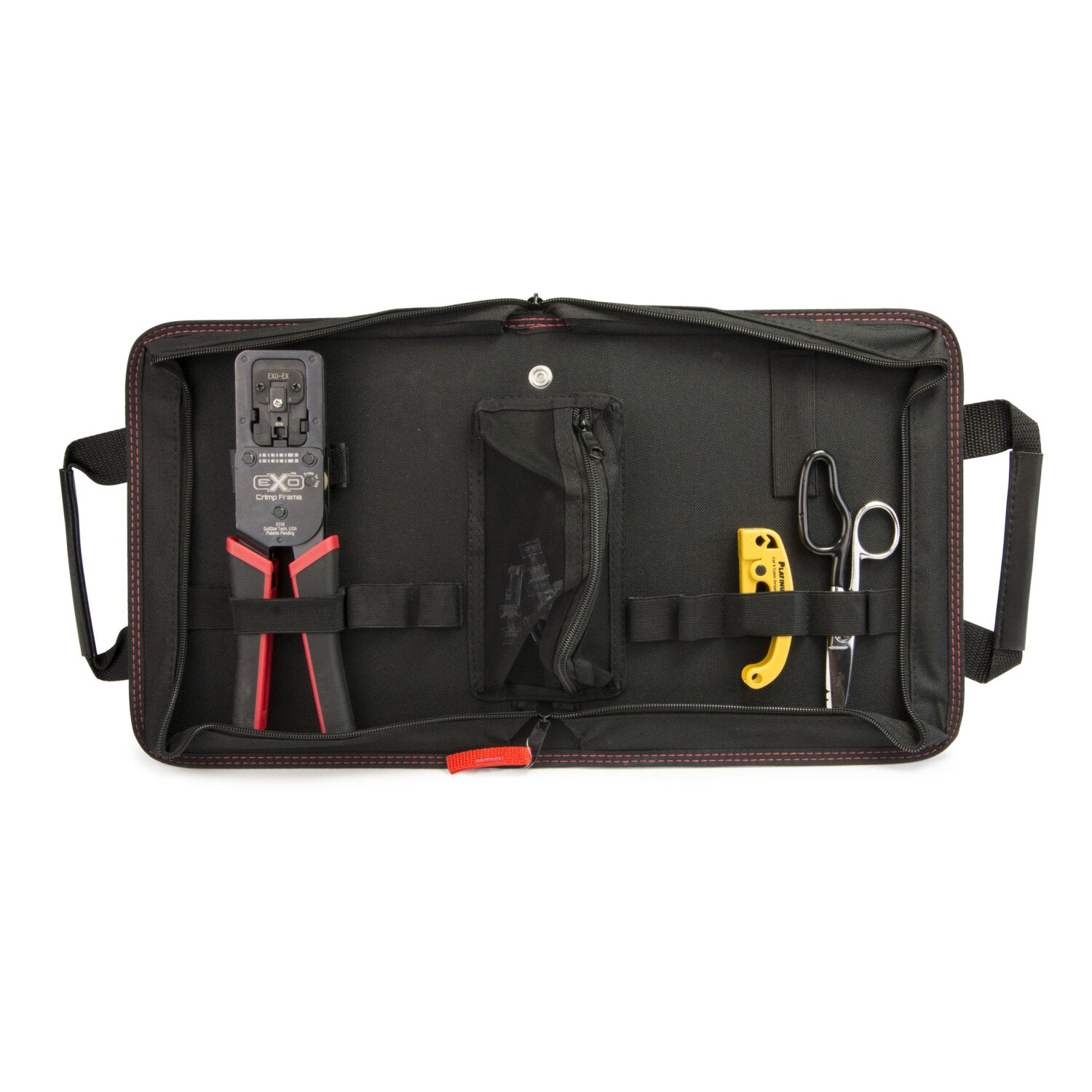 Platinum Tools 90140 ezEX RJ45 Termination Kit - Pass Through RJ45 Connectors, Basic Network Installation Tool Set with Tool Bag for Ethernet Cable Wiring and Home Office Networking