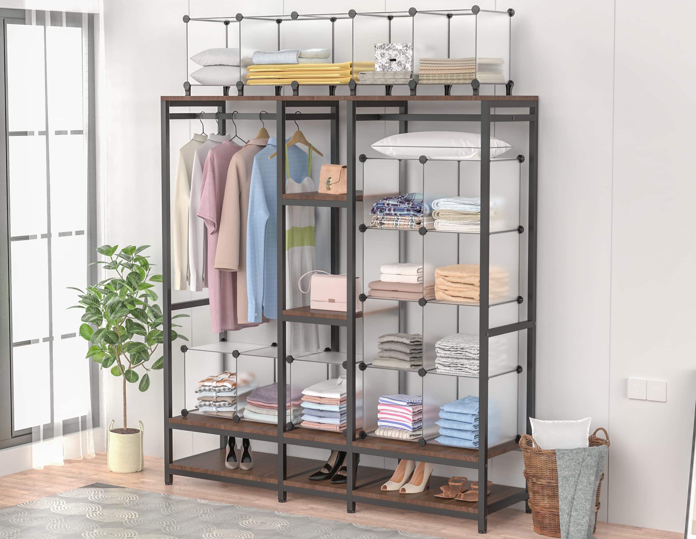 HOMIDEC 12-Cube Closet Organizer & Storage Shelf - Portable Closet Organizer for Kids Clothing, Bedroom, Bathroom & Office - 11.8x11.8x11.8 Inch Transparent Storage Cubes - Perfect for Small Space Organization & Home Decor