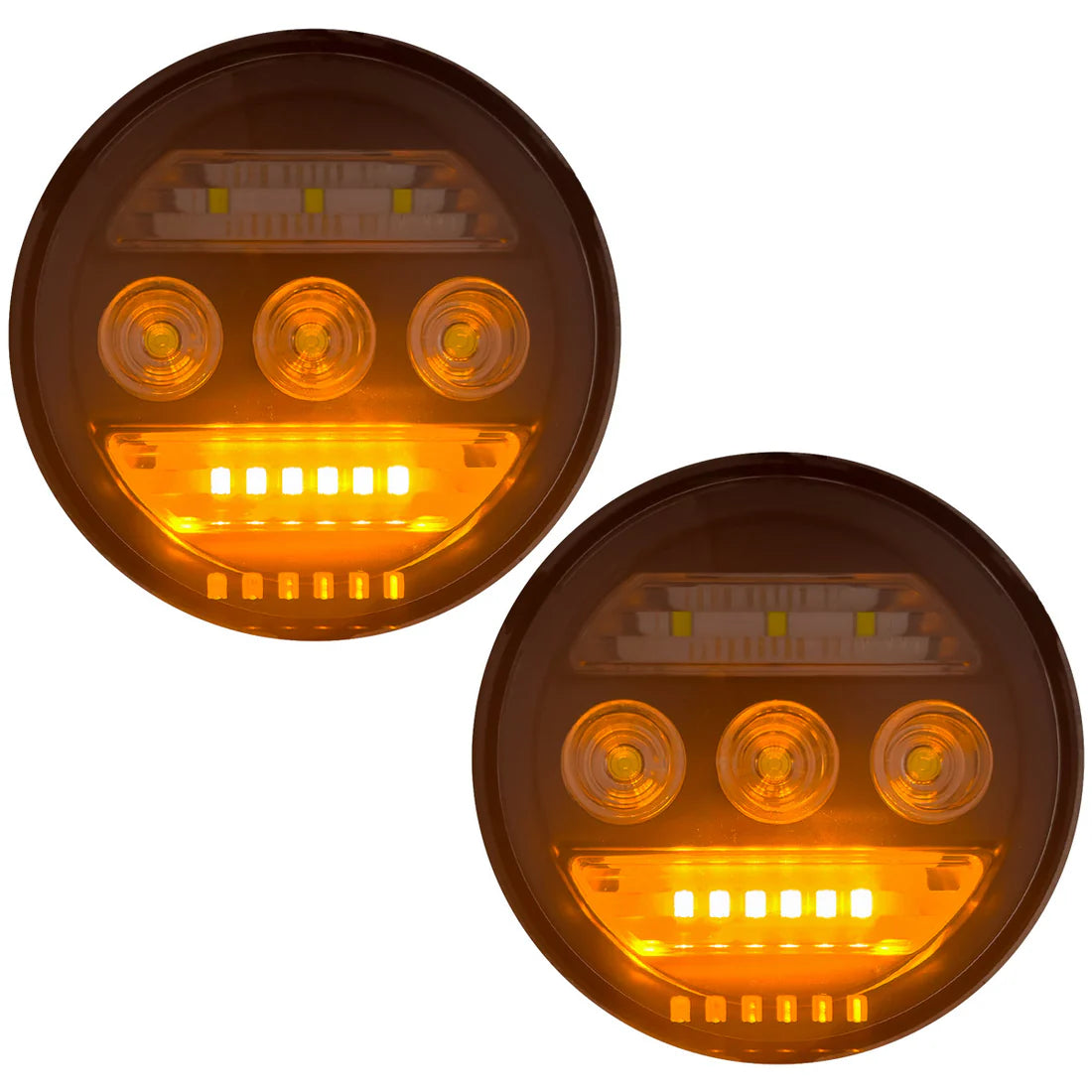 GMC Sierra & Chevy Silverado 2015-2019 White LED Fog Lights (2-Piece Set) - 3 Functions (Fog, DRL, Amber Turn Signals) with Smoked Lens - Upgrade for Off-Road & Night Driving