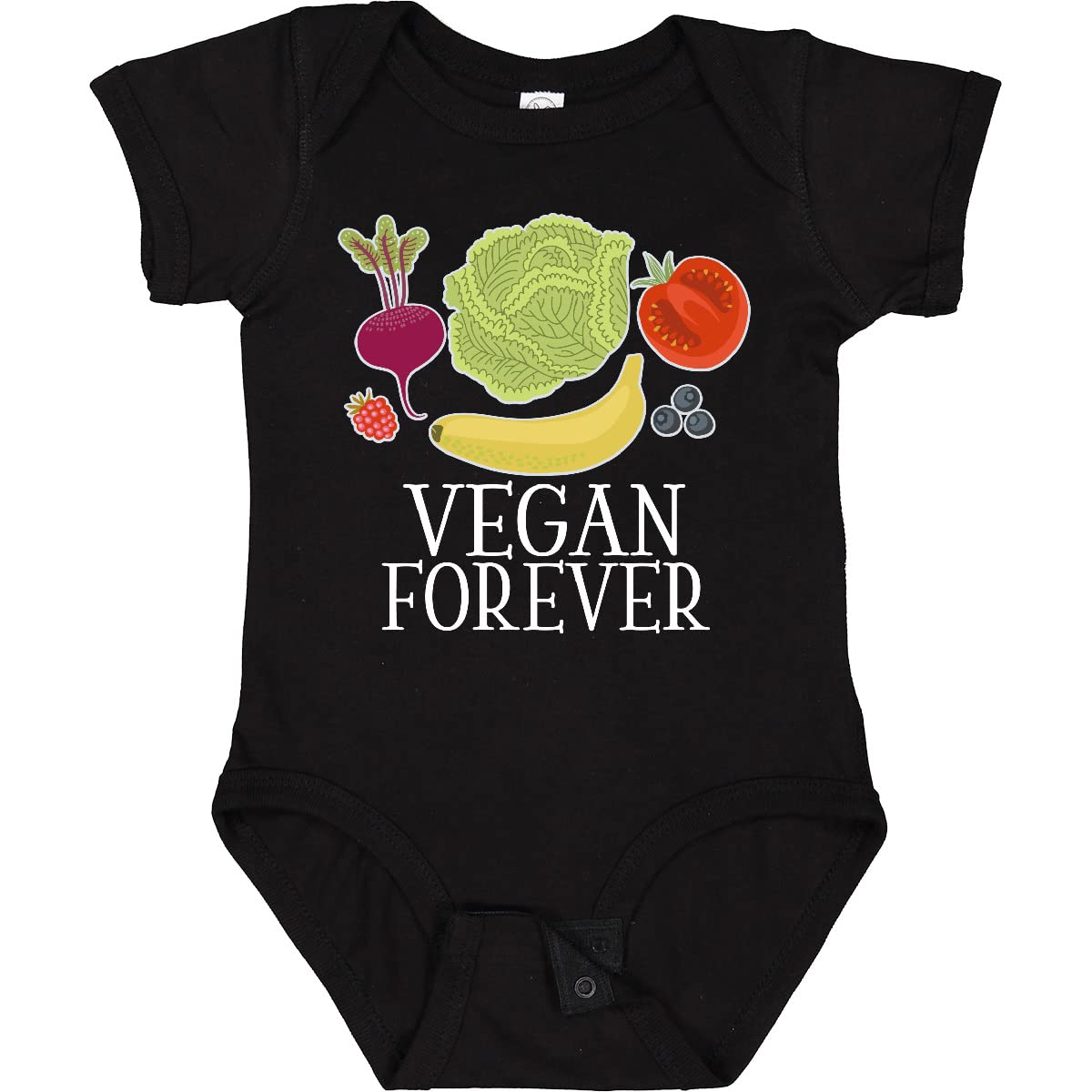Inktastic Vegan Forever Healthy Eating Baby Bodysuit - Organic Cotton Onesie for Eco-Conscious Parents | Perfect for Infants, Toddlers & Earth-Friendly Families