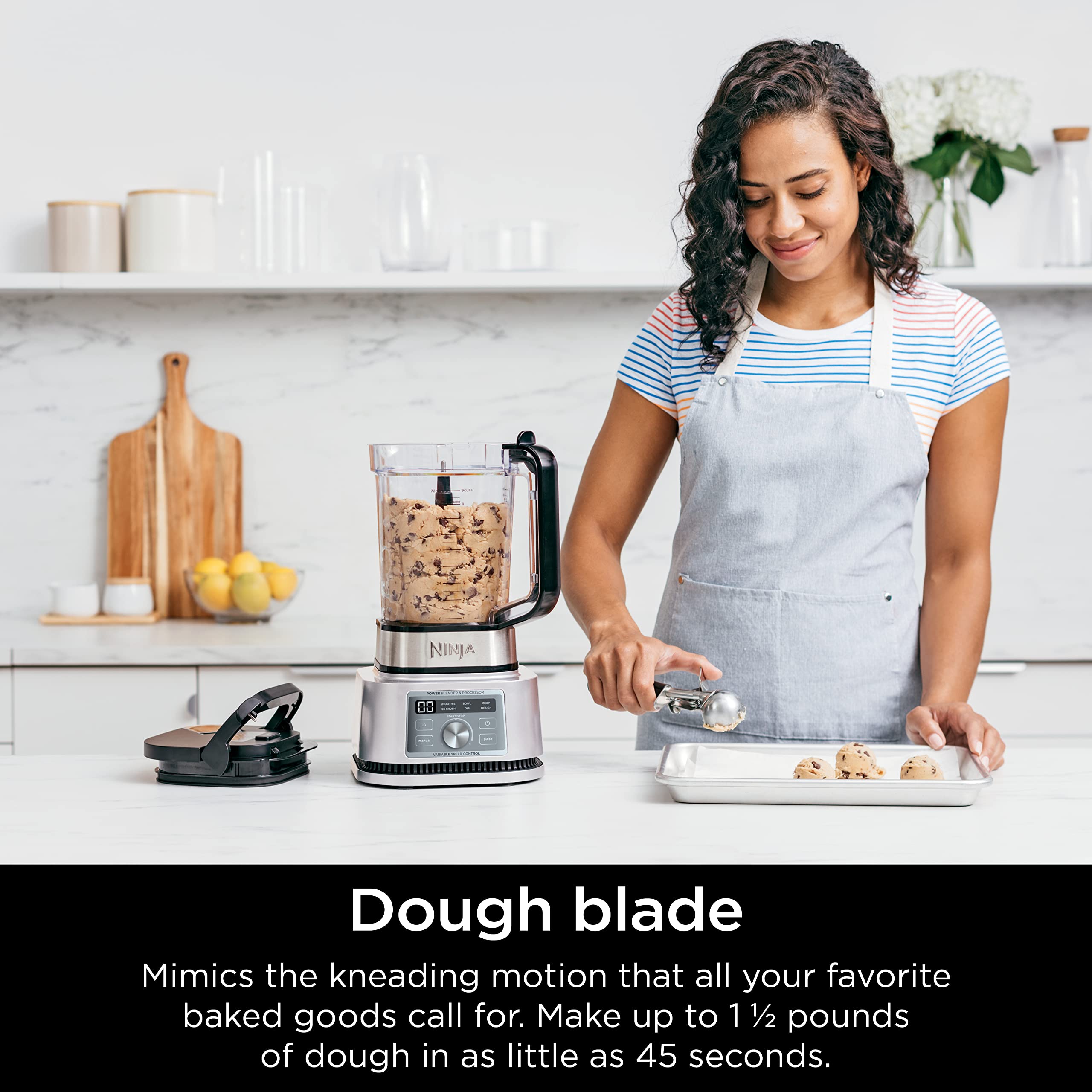 Ninja Foodi SS201 1400W 3-in-1 Power Blender & Food Processor with smartTORQUE - Crush, Mix & Process - 6 Auto-iQ Presets - Perfect for Smoothies, Dough & Meal Prep - Ideal for Home Kitchens & Healthy Lifestyles