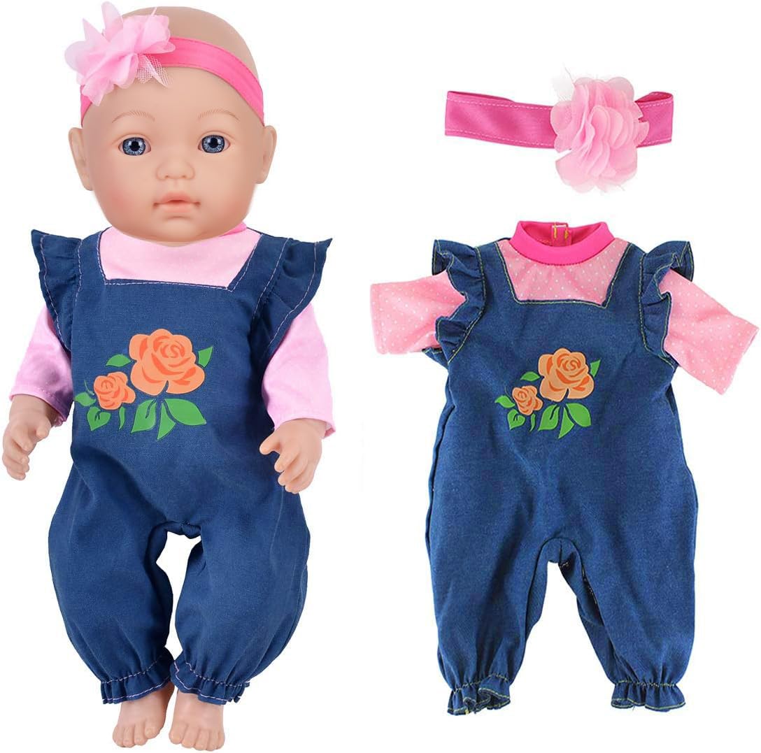 4 Sets Fashion Outfits for 14-16 Inch Baby Dolls | Fits 15-18 Inch & 43cm Newborn Dolls | Cute Doll Clothes for Dress Up & Role Play (Doll Not Included) | Perfect for Pretend Play, Birthday Gifts & Collectors