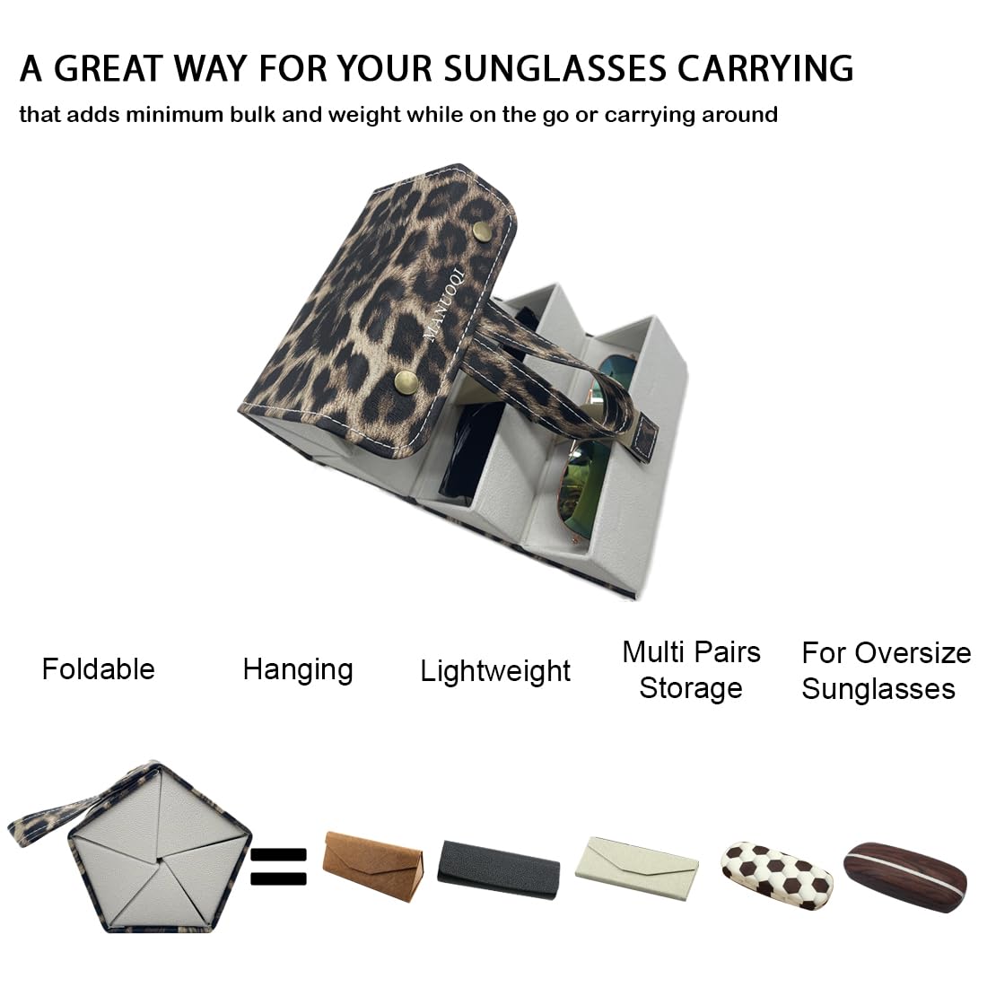 5-Slot Foldable Eyeglasses Case for Multiple Pairs - Durable Glasses Organizer Holder for Travel, Home & Office Storage - Perfect for Sunglasses, Reading Glasses & Prescription Eyeglasses