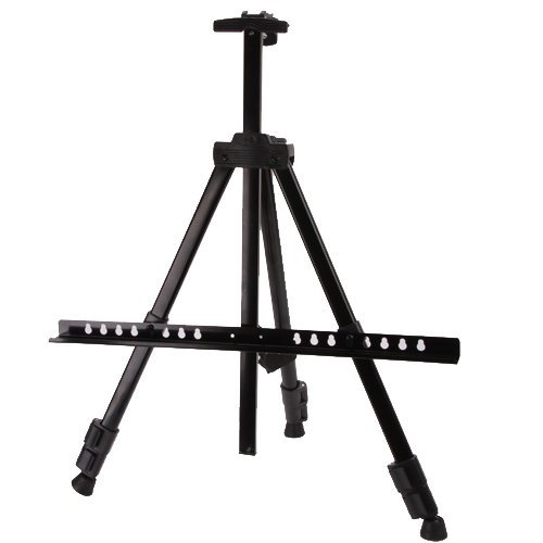 DSM Aluminum Easel - Lightweight Display Tripod Stand for Menus, Posters & Pictures - Black Folding Tabletop Easel with Free Carry Case - Perfect for Restaurants, Events, Art Displays & Home Decor