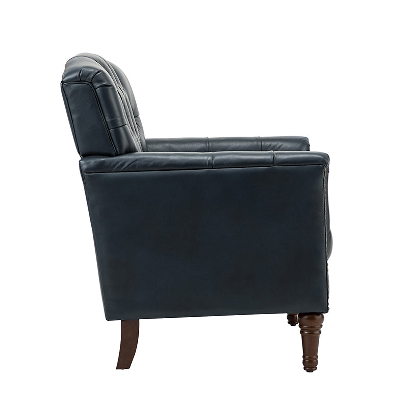 Premium Genuine Leather Armchair - Handcrafted Modern Lounge Chair for Living Room, Office & Study - Brown Leather Recliner with Solid Wood Frame - Perfect for Home Decor & Relaxation