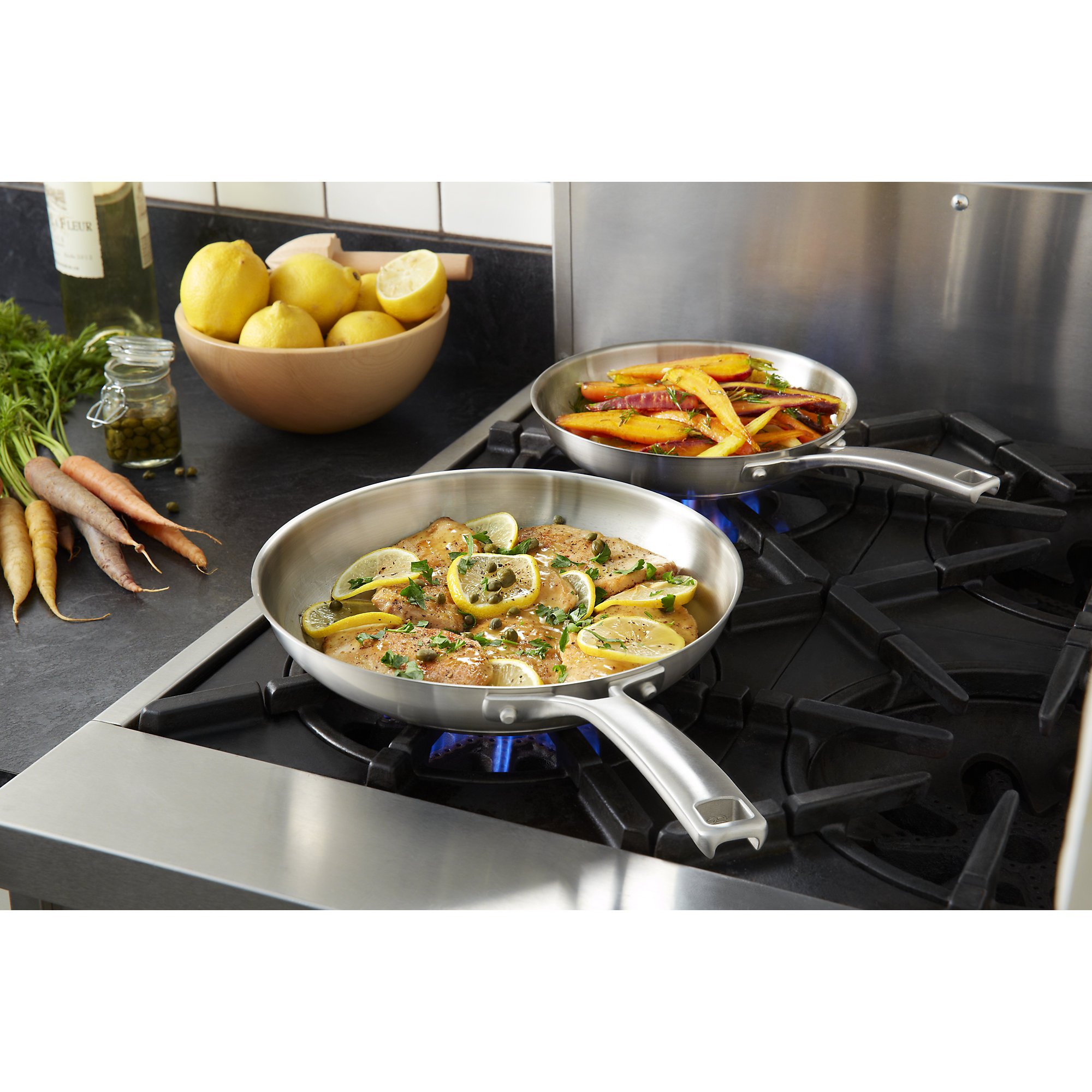 Calphalon Classic Stainless Steel 2-Piece Fry Pan Set - Nonstick Cookware for Professional & Home Cooking - Perfect for Searing, Frying & Sauteing
