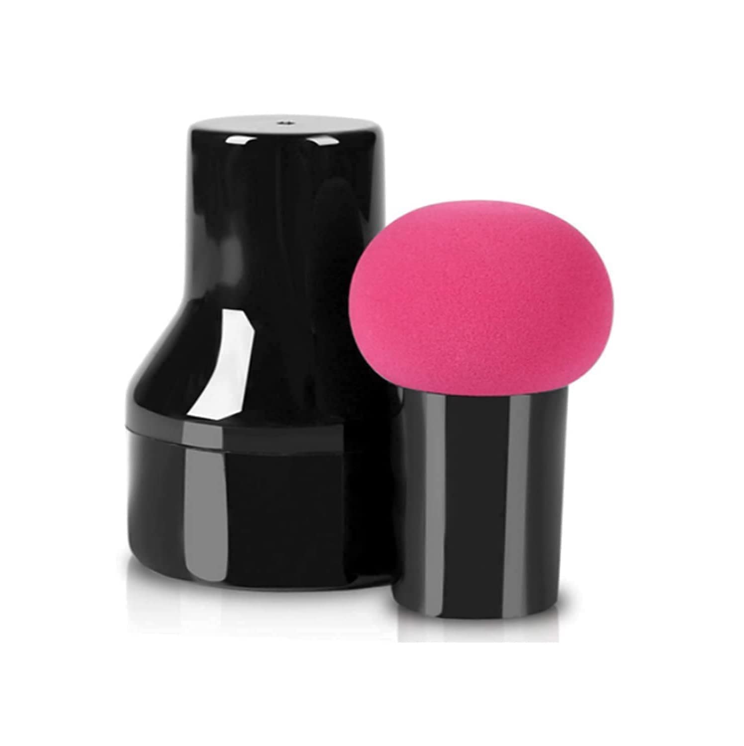 Mini White Foundation Brush & Pink Mushroom Blender - 2 Pack for Flawless Makeup