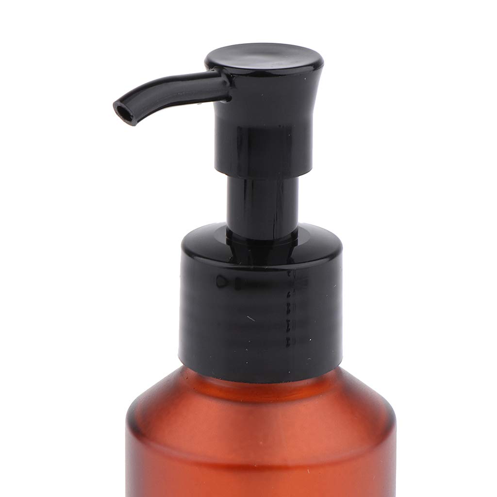 Freneci 2 Pack 100ml Amber Glass Cosmetic Pump Bottles with Long Tip Dispenser - Essential Oil, Lotion & Serum Containers for Travel, Bathroom & Salon Use