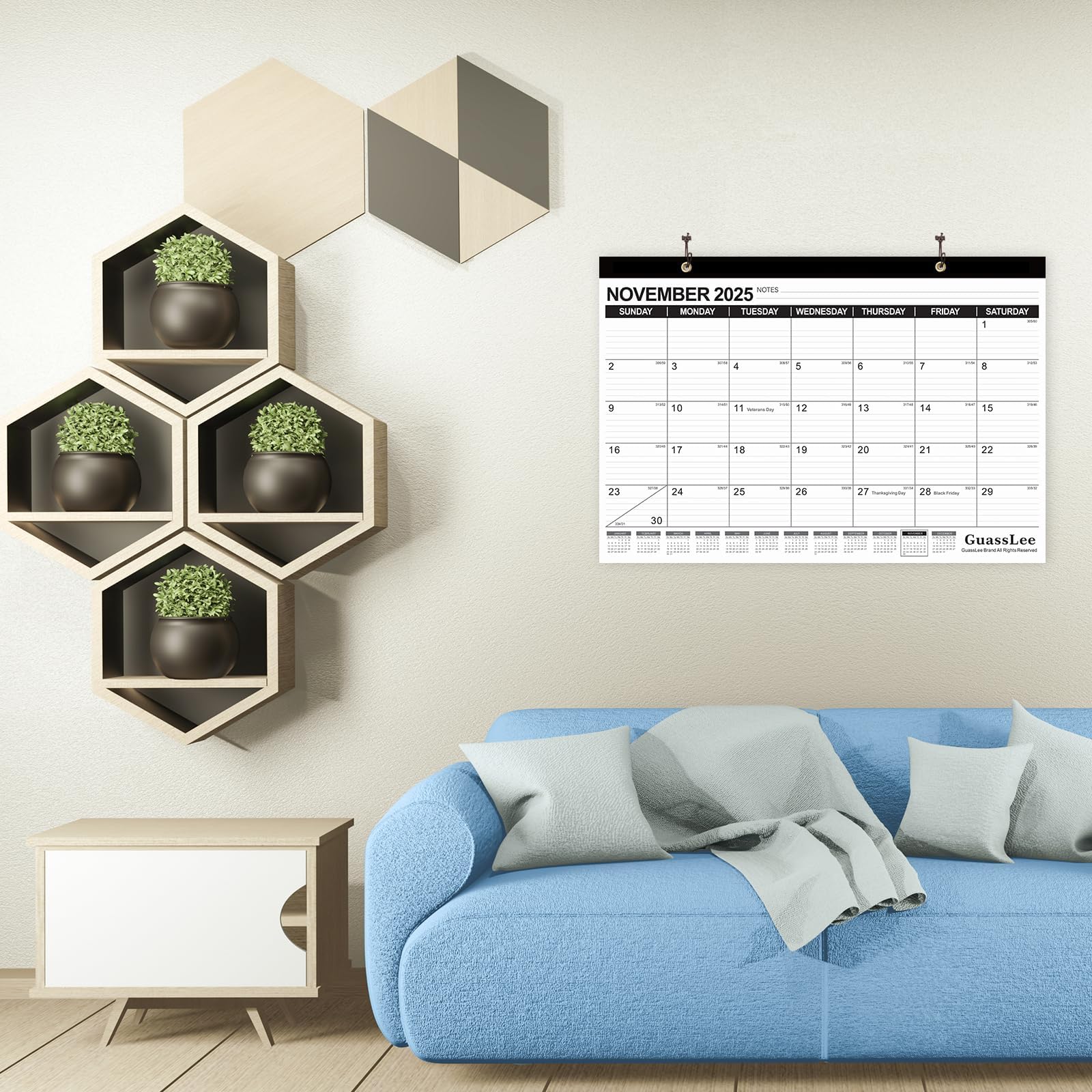 GuassLee 2025-2026 18-Month Academic Desk Calendar Planner (March 2025 - August 2026) - 11.5x17 Inch Large Monthly Calendar with Julian Dates & Ruled Blocks - Perfect for School, Office & Home Organization, Planning & Scheduling