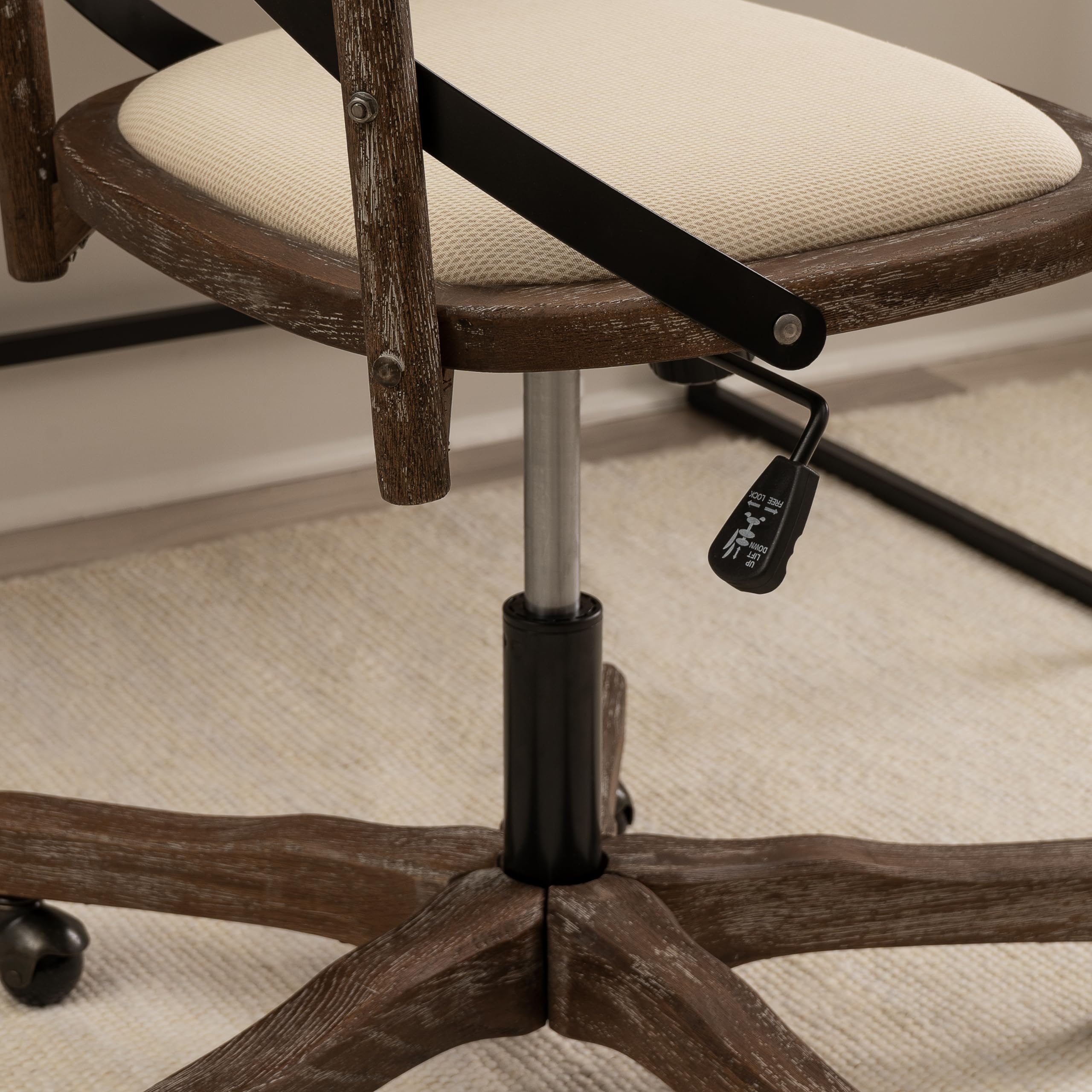 Linon Mavis Grey Fabric Office Chair - Ergonomic Desk Chair for Home & Café - Comfortable Seating for Work, Study, and Dining Areas