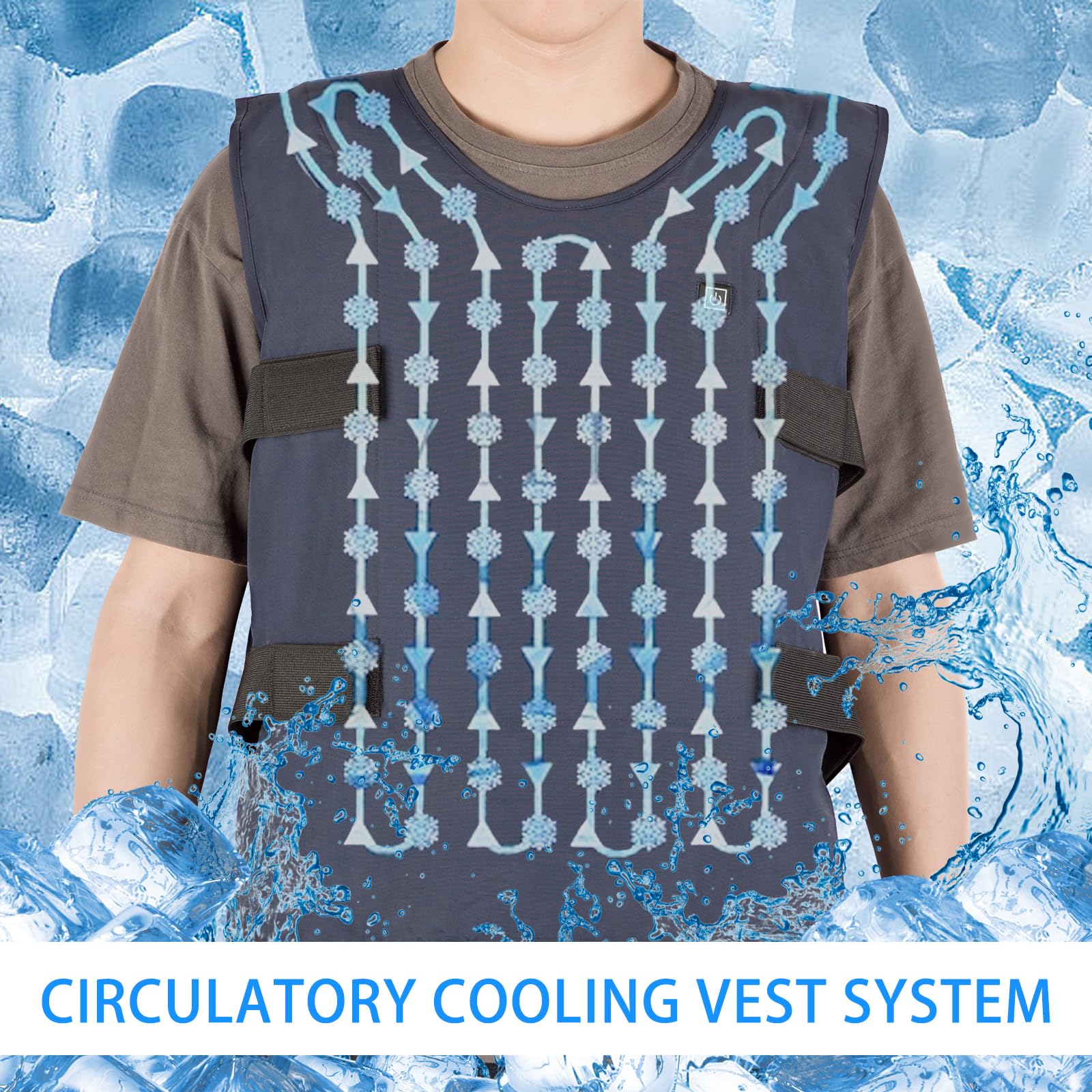 5000mAh Battery-Powered Ice Cooling Vest with 10 Cooling Packs - Stay Cool at 59°F for 2-5 Hours | Perfect for Outdoor Work, Construction & Summer Activities | Blue