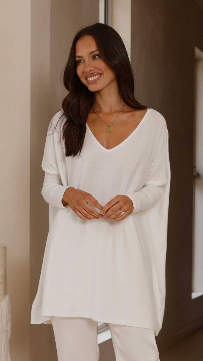 Amalia Knit Top Women's White Casual T-Shirt - Perfect for Everyday Wear, Office & Outings