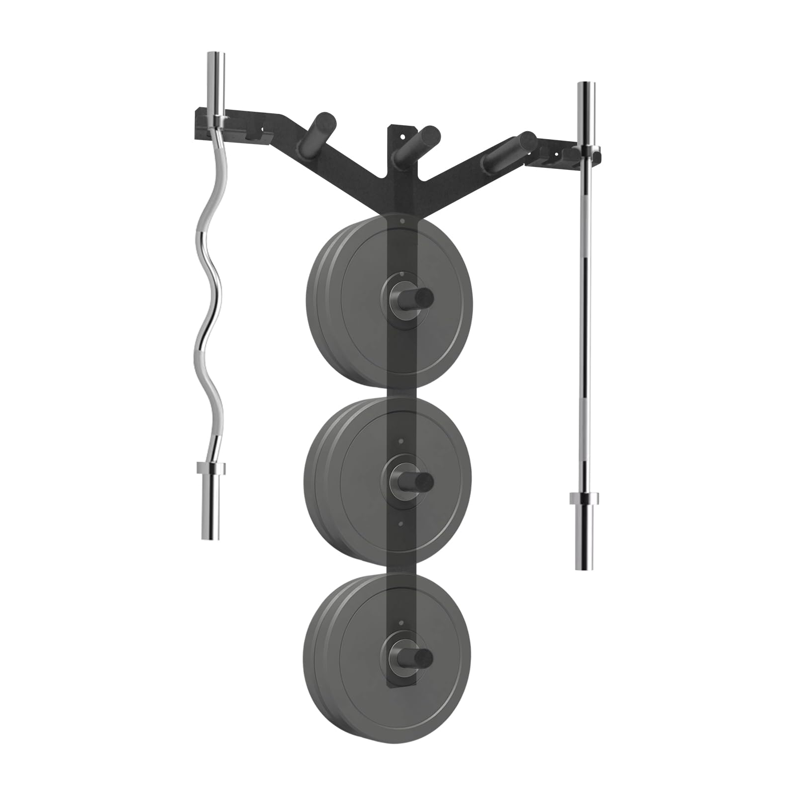 Wall Mounted Weight Plate Holder & Barbell Storage Rack - Heavy Duty 6-Peg Design Holds Up to 1190 lbs - Olympic Plate Organizer for 2