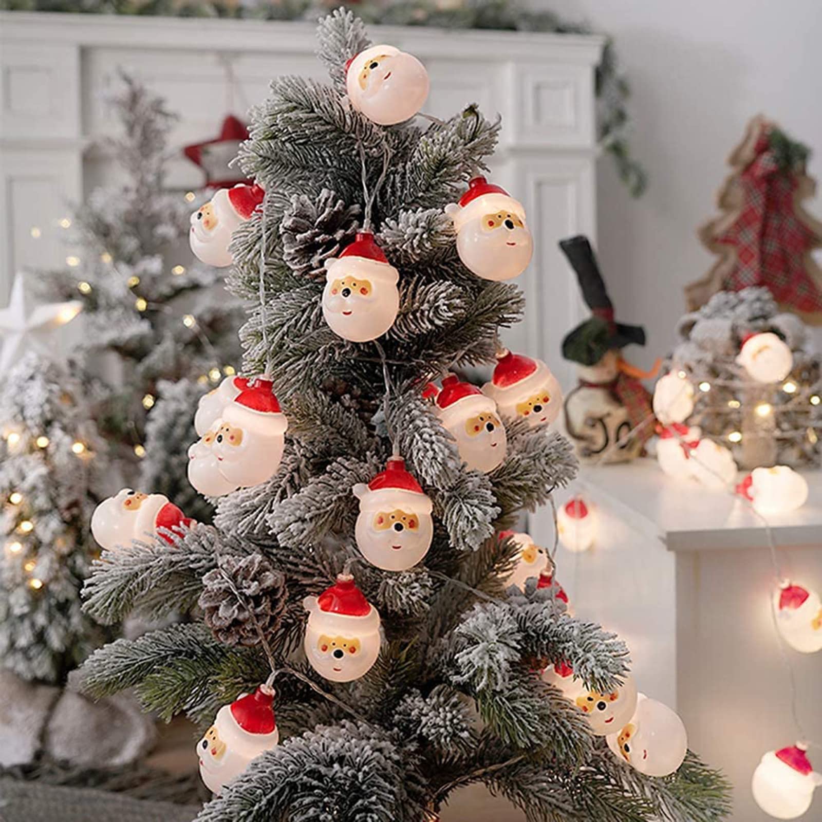 40 LED Santa String Lights - 19.7Ft Warm White Christmas Fairy Lights with 3 AA Battery Power (Batteries Not Included) | Perfect for Indoor Outdoor Christmas Decorations, Bedroom Wall, Garden Party & Holiday Lighting