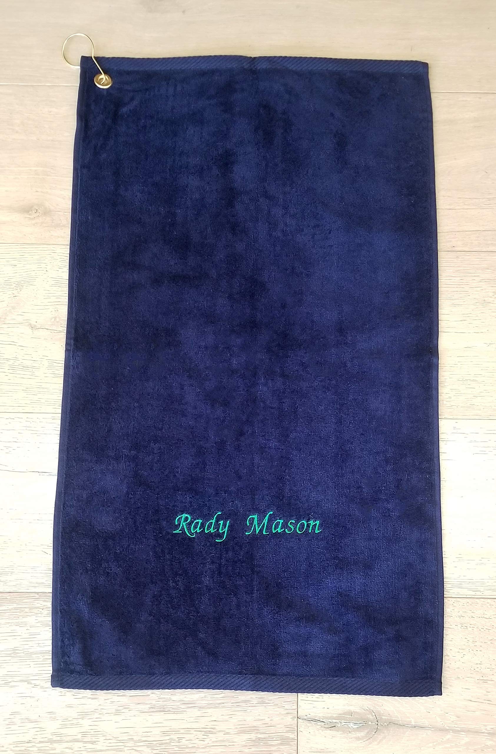 Premium Personalized Embroidered Monogram Golf Towels Set of 2 - 100% Cotton Velour with Gold Grommet & Hook - Liberty21 Blue - Perfect for Golf Courses, Gym & Sports Clubs