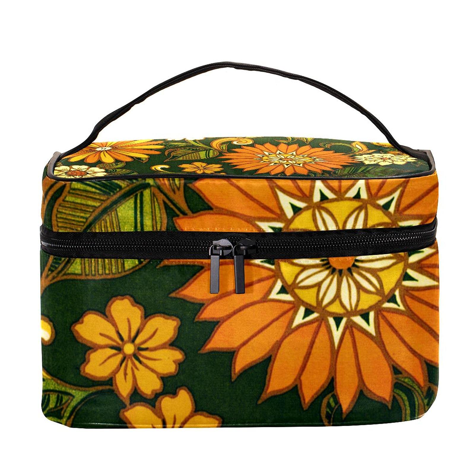 Vintage Floral Print Large Travel Makeup Bag for Women - Waterproof Cosmetic Organizer with Zipper, Perfect for Travel, Gym & Daily Use | Toiletry Bag for Women & Girls