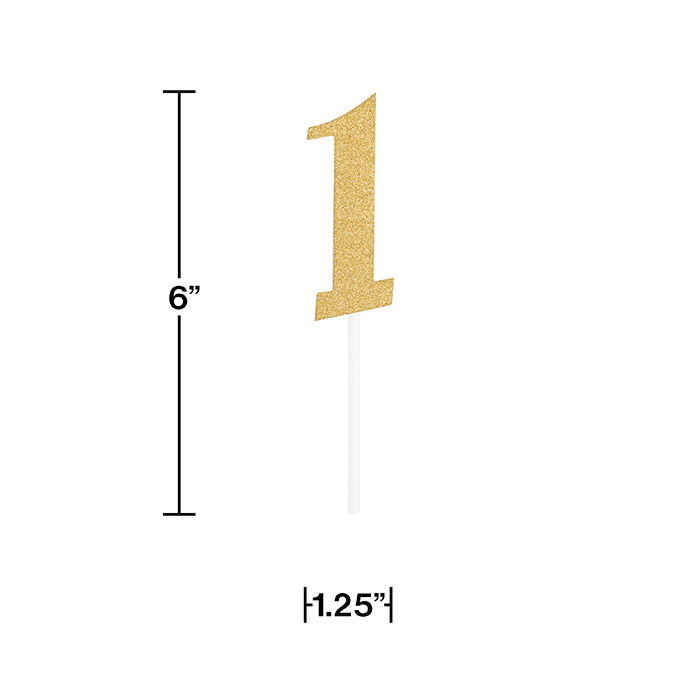 12-Piece Bulk Gold Number One Cake Toppers for Birthday, Anniversary & Graduation Parties - Premium Decorations for Cakes, Cupcakes & Desserts