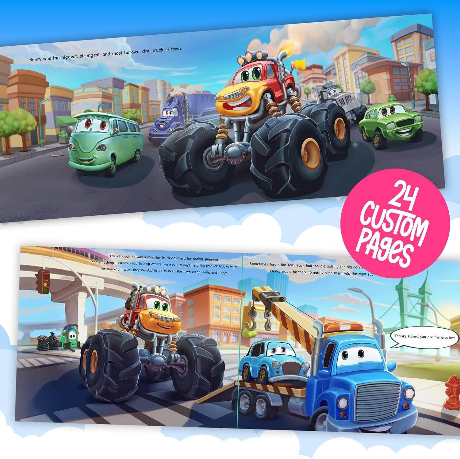 Personalized Monster Truck Story Book for Kids - Custom Children's Book with Name in The Story, 11x8.5 Inch Blue Hardcover | Perfect Birthday Gift, Bedtime Reading & Early Learning Adventure