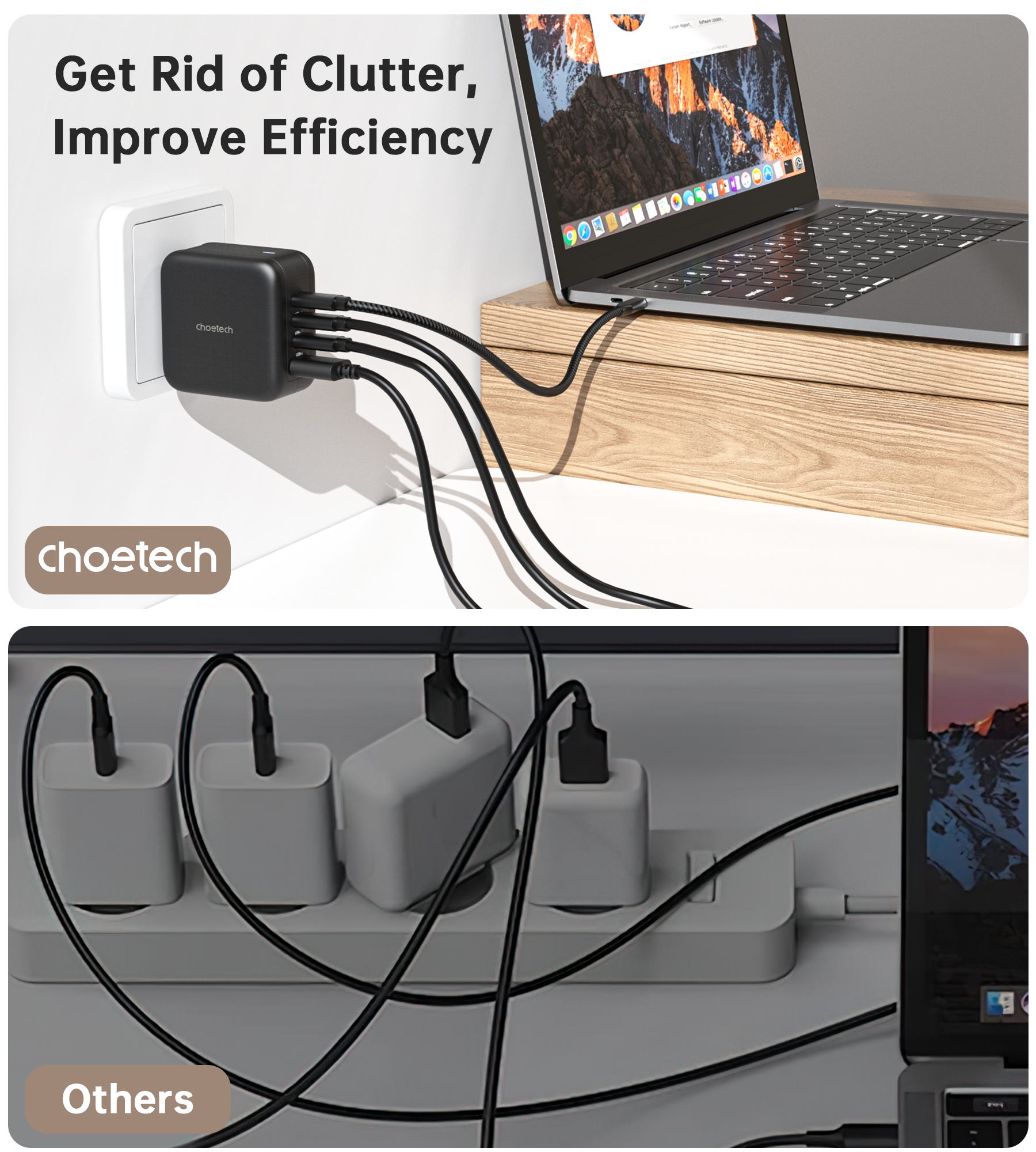 70W GaN Wall Charger with 3 USB-C & 1 USB-A Ports - Ultra Fast Charging for iPhone 15/14/13, MacBook, iPad, Samsung Galaxy - Compact Travel Charger for Home, Office & Car