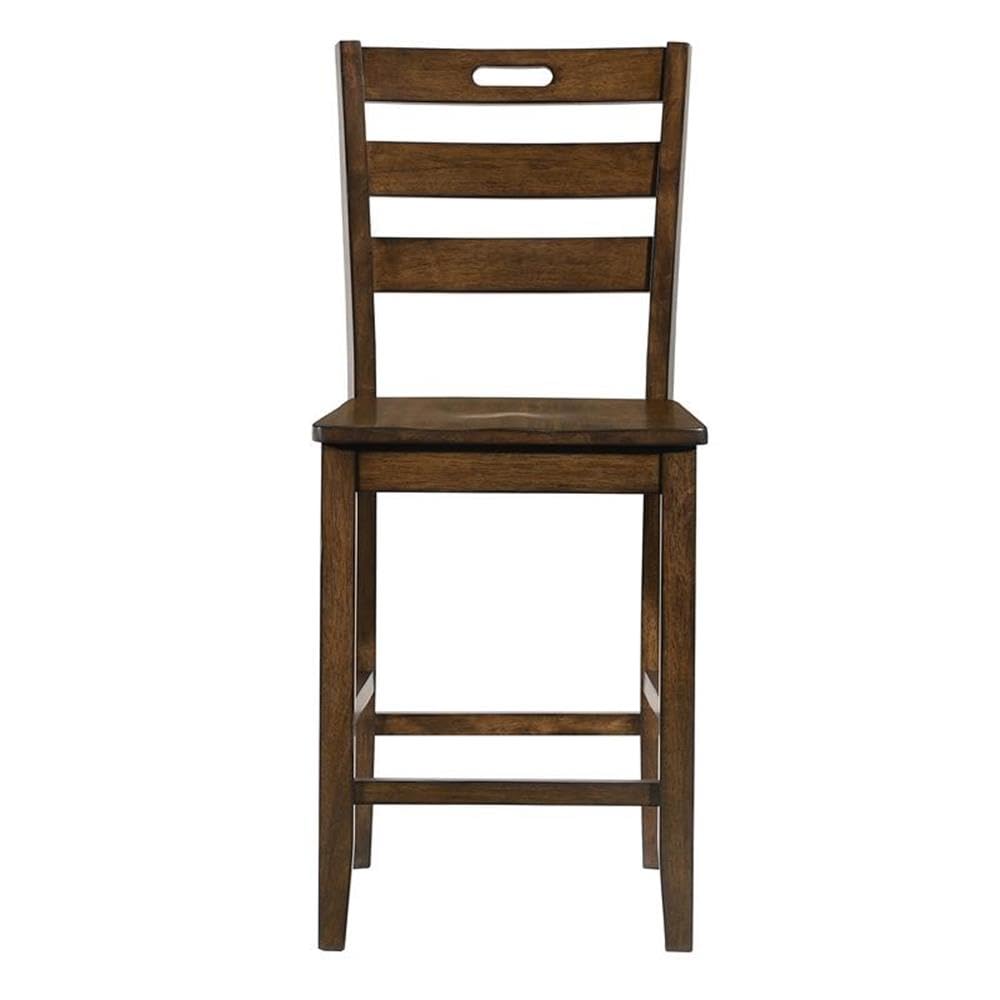 Furniture of America Jolines Wood Counter Height Chair Set of 2 - Solid Oak Bar Stools for Kitchen Island, Breakfast Nook & Dining Room - Comfortable Counter Height Seating