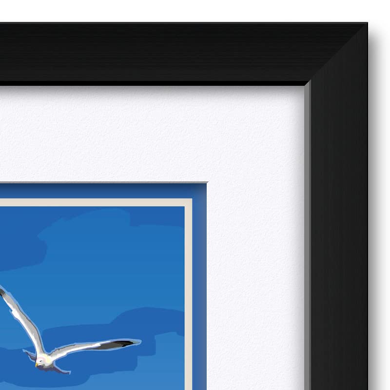 Ogunquit Beach Maine Dog Art Print - Professionally Framed & Matted 18x24 Inch Painting by Joanne Kollman - Perfect for Pet Lovers Home Decor & Coastal Themed Living Rooms