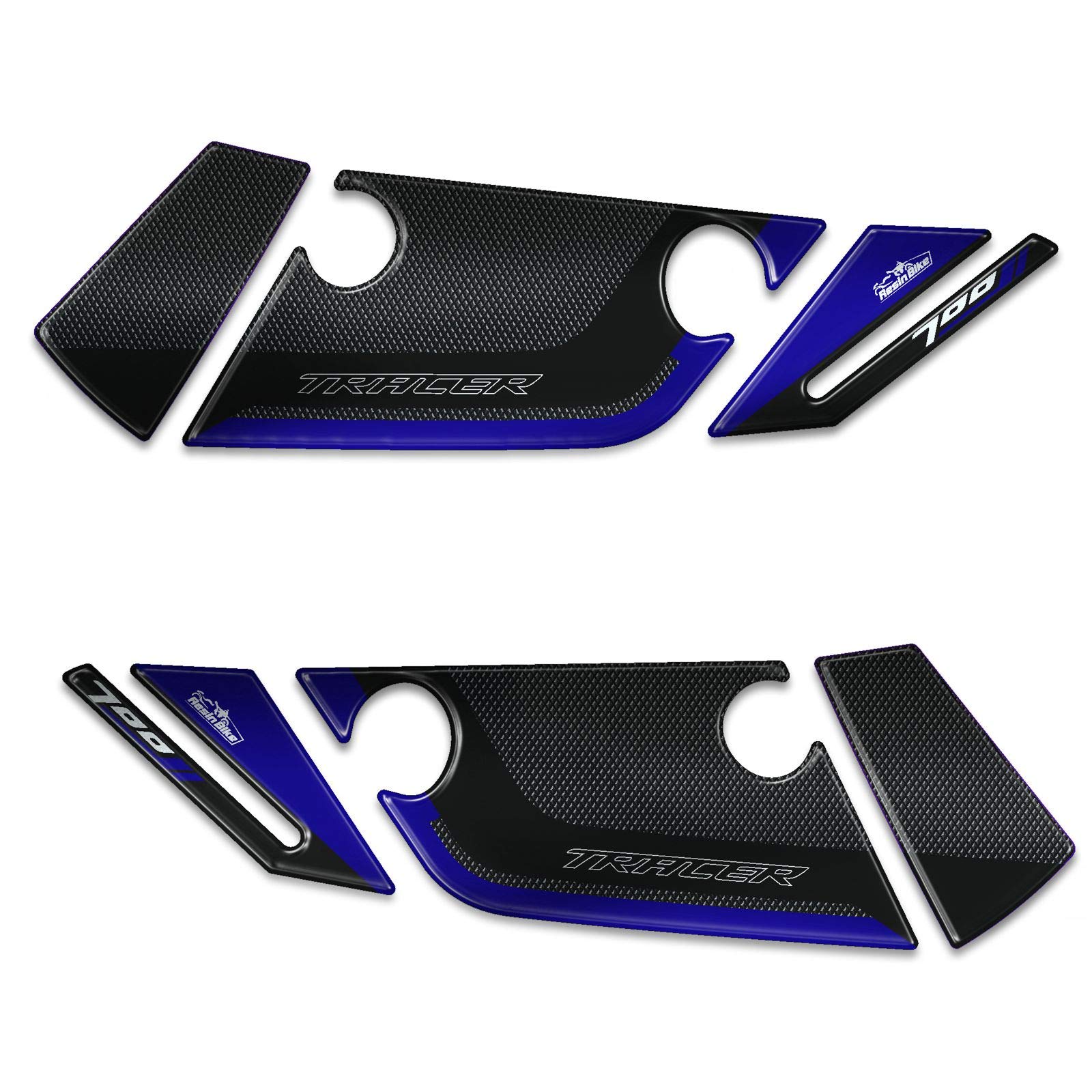 Yamaha Tracer 700 2016-2020 Motorcycle 3D Stickers - Blue Metallic Handguard Protectors for Impact & Scratch Resistance - High-Quality Italian-Made Resin Decals | Perfect for Bike Customization & Off-Road Protection